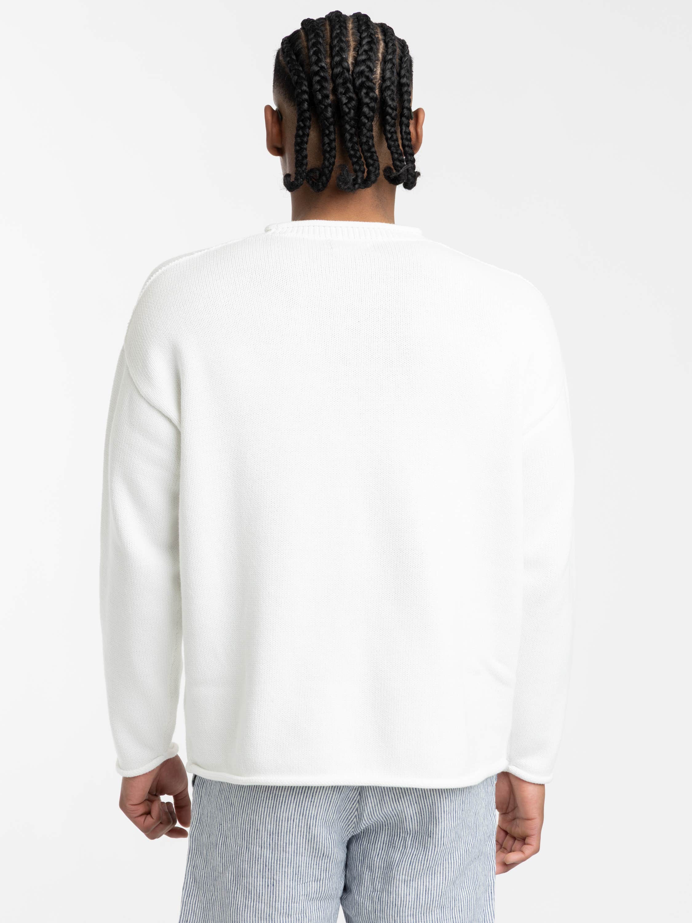 White Polo Bear Cotton Rollneck Sweater
