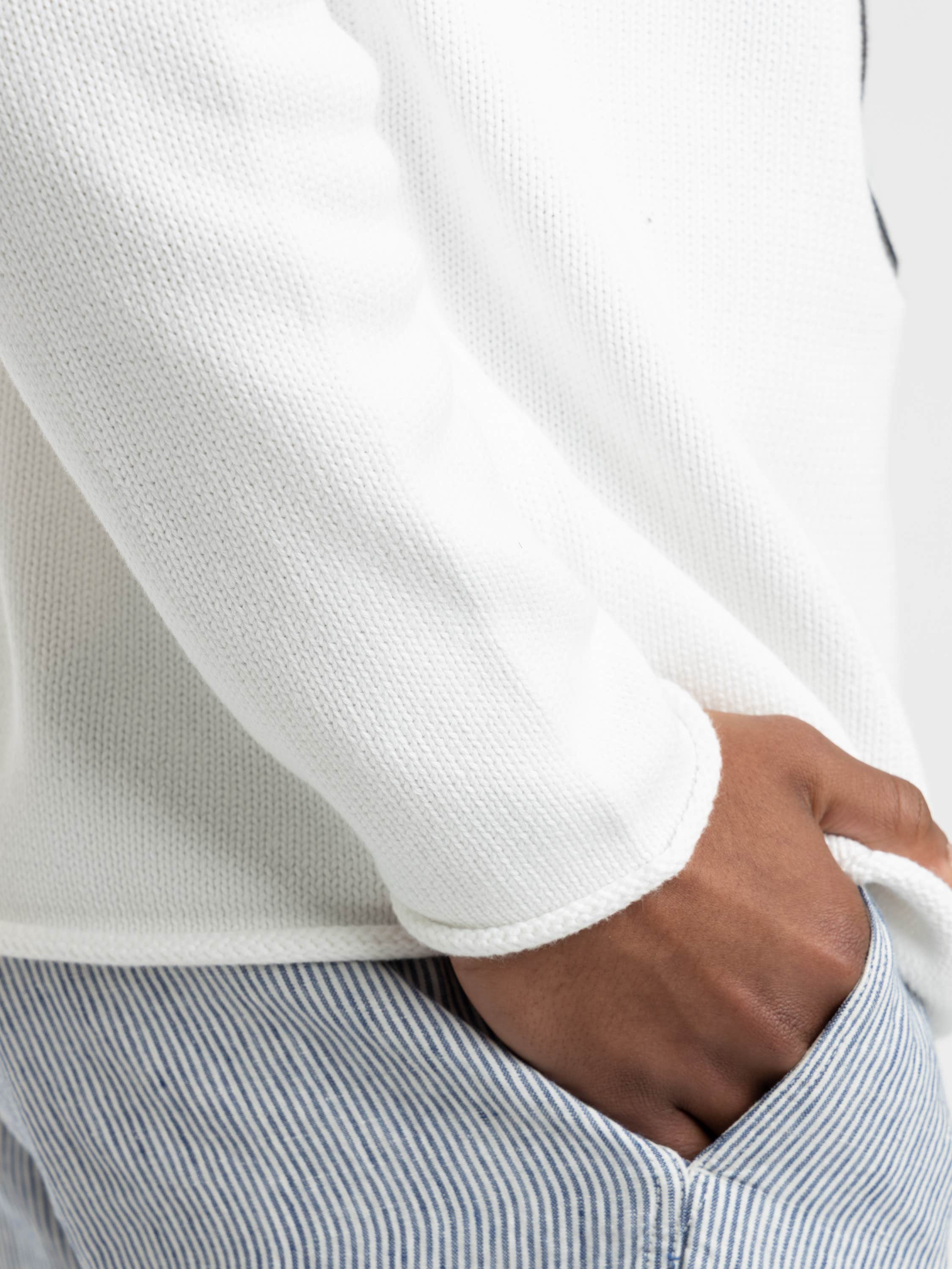 White Polo Bear Cotton Rollneck Sweater