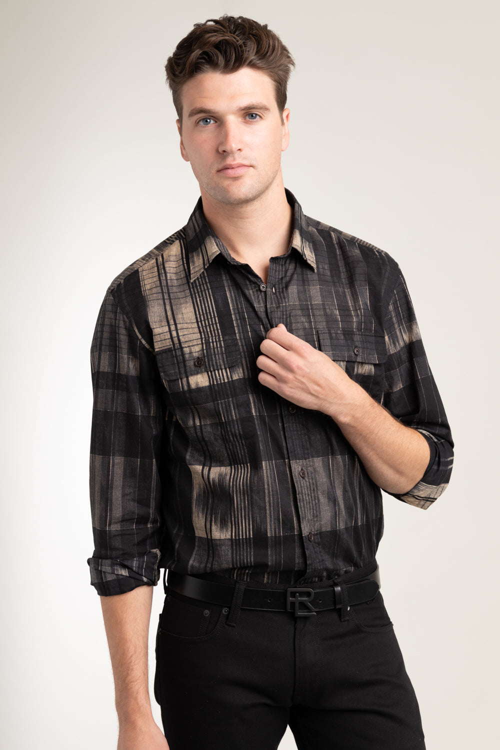 Black and Tan Plaid Sport Shirt – The Helm Clothing