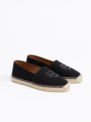 Ralph Lauren Purple Label Black Bowsworth Canvas Espadrille with RL Logo