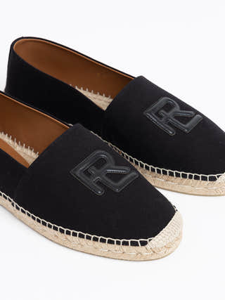 Ralph Lauren Purple Label Black Bowsworth Canvas Espadrille with RL Logo