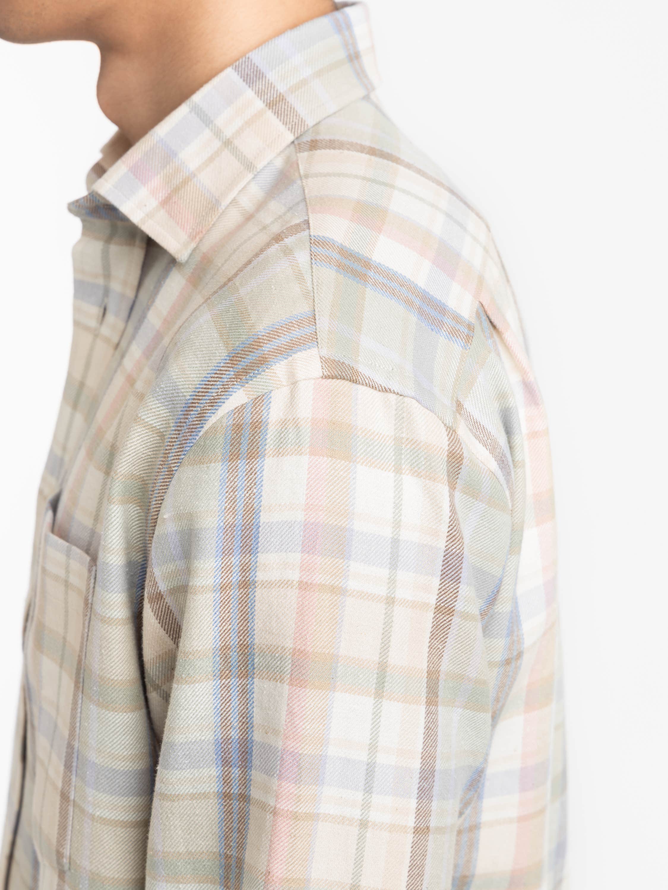 Brown Plaid Hemp-Cotton Shirt