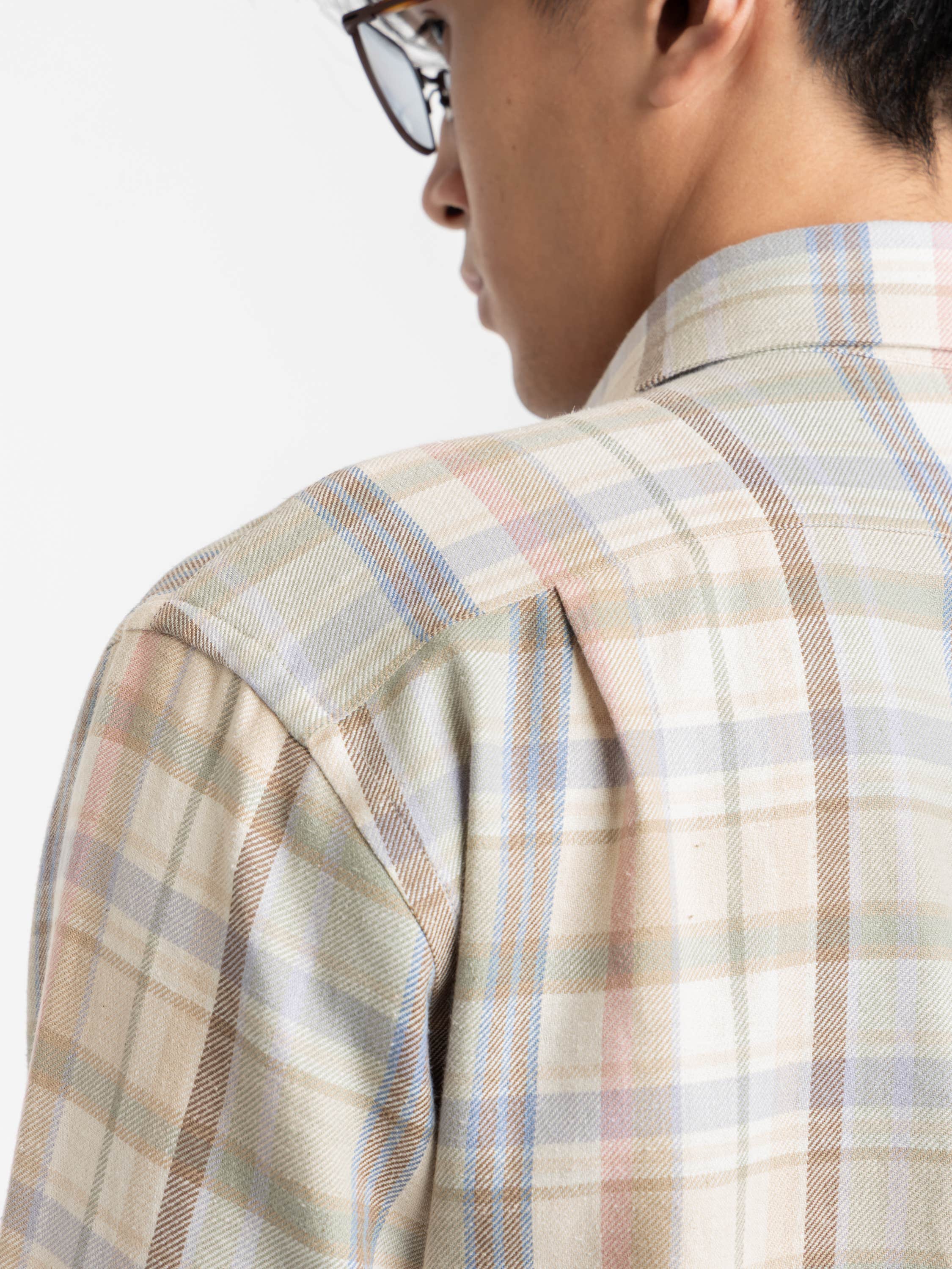 Brown Plaid Hemp-Cotton Shirt