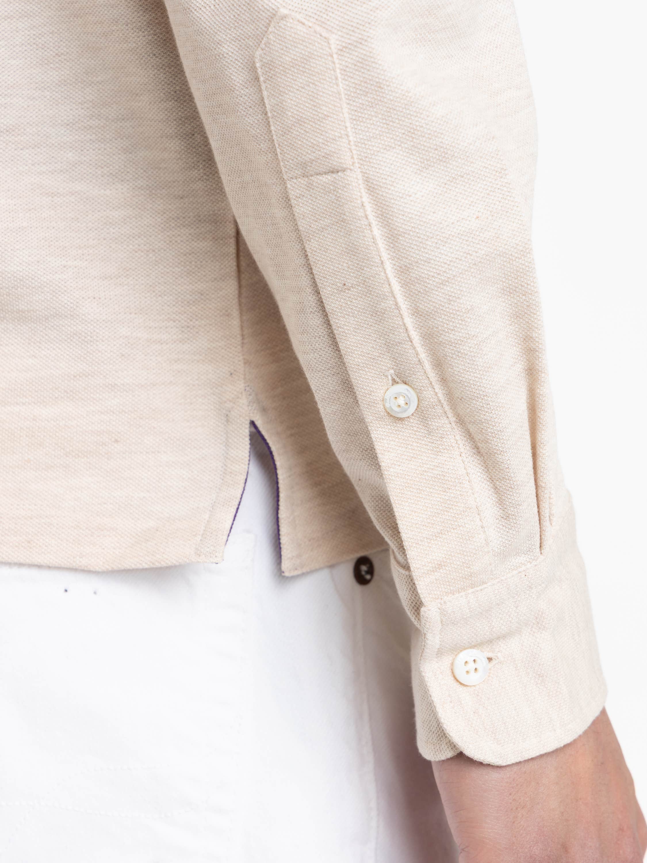 Champagne Melange Cotton-cashmere Piqué Polo Shirt