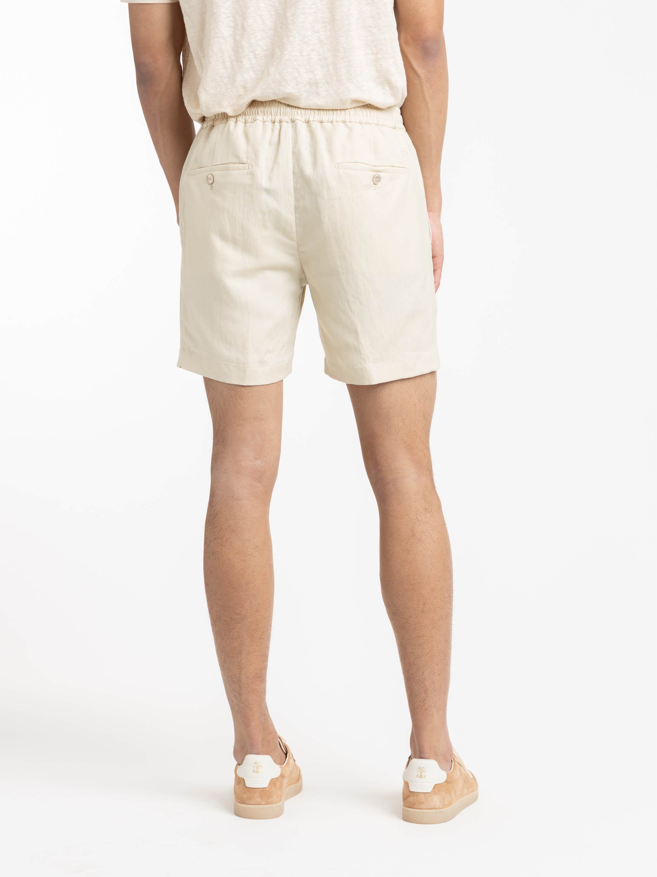 Champagne Silk-Linen Drawstring Short