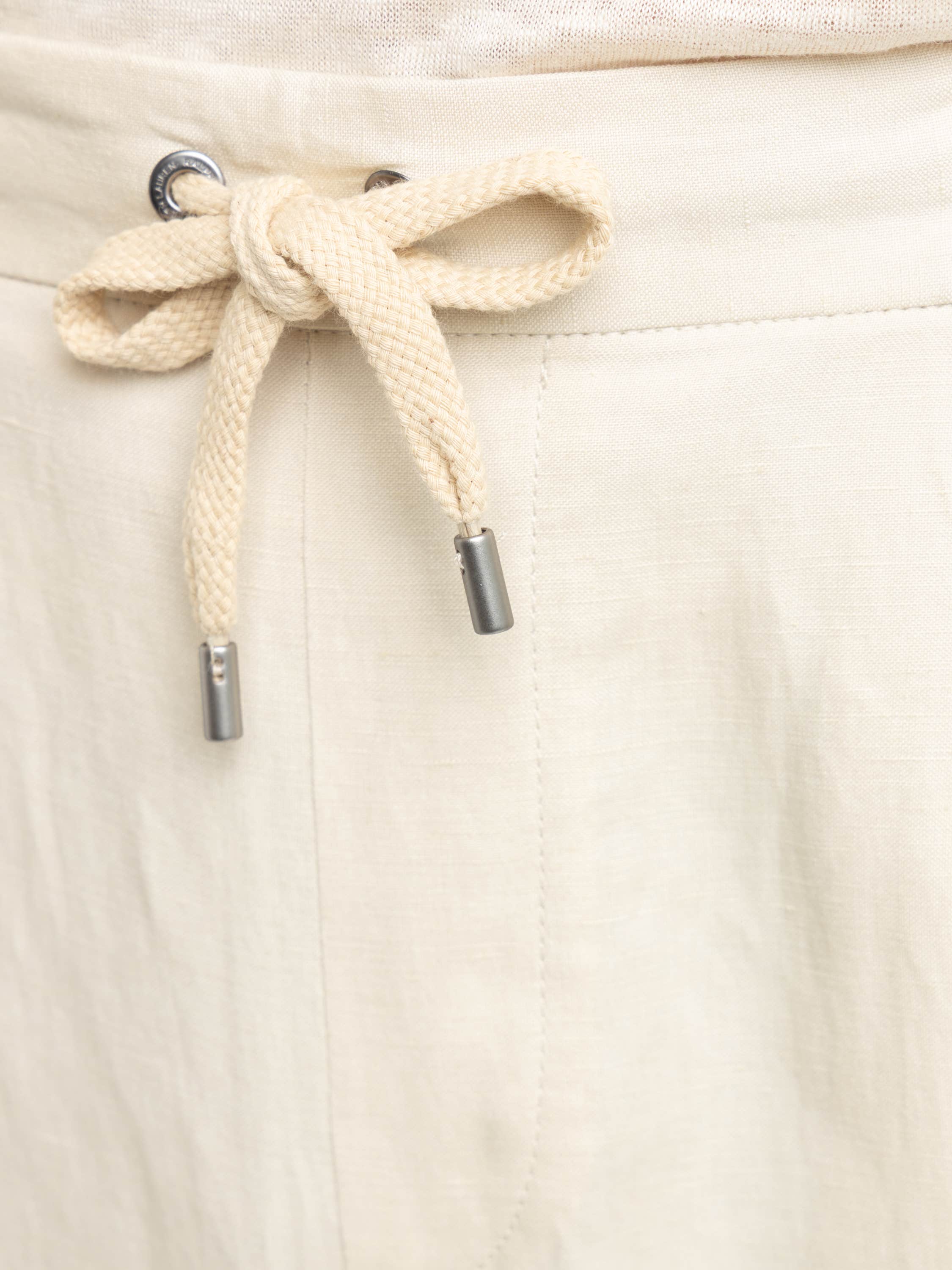 Champagne Silk-Linen Drawstring Short