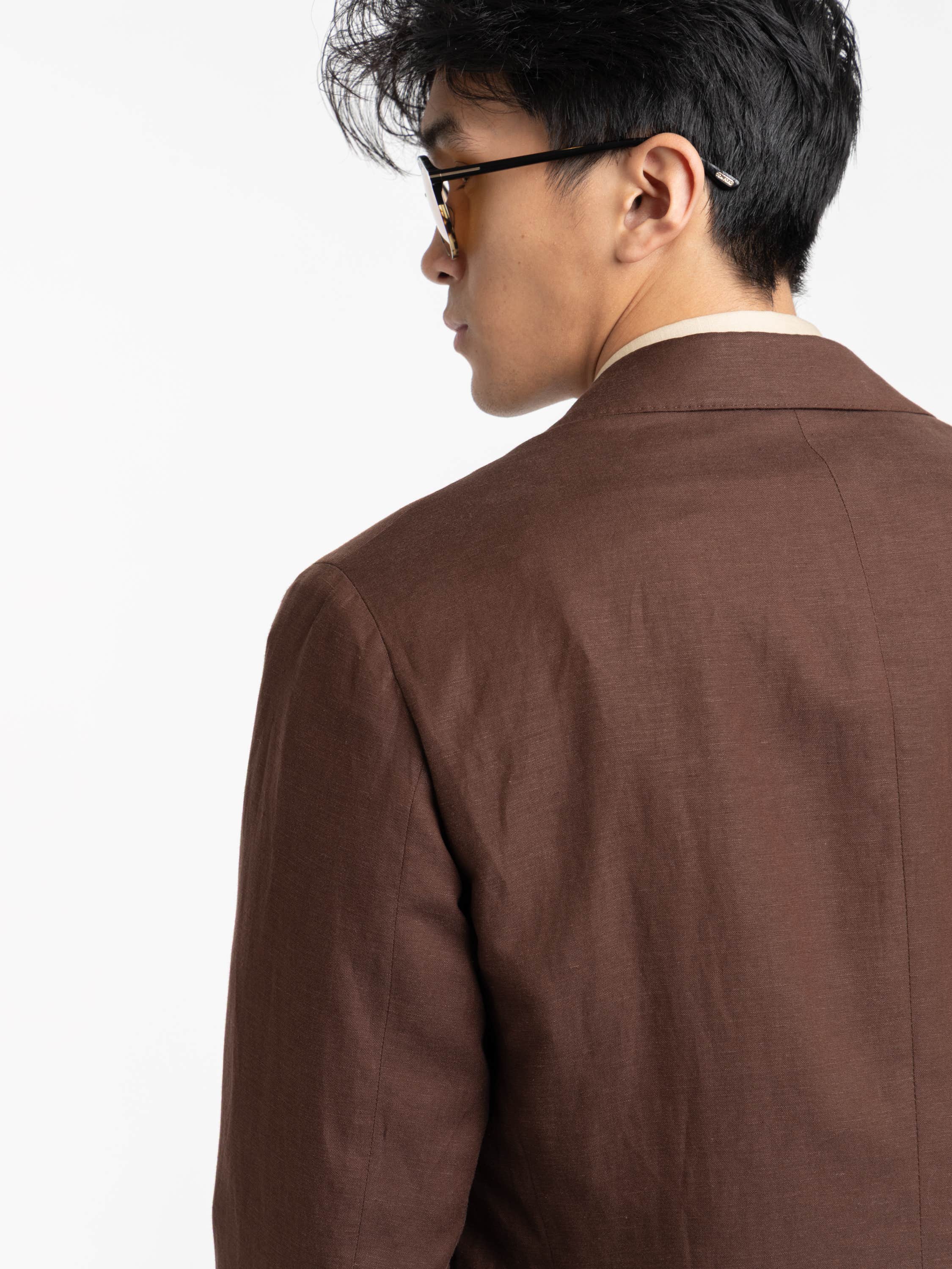 Dark Brown Hadley Hand-Tailored Silk-Linen Jacket