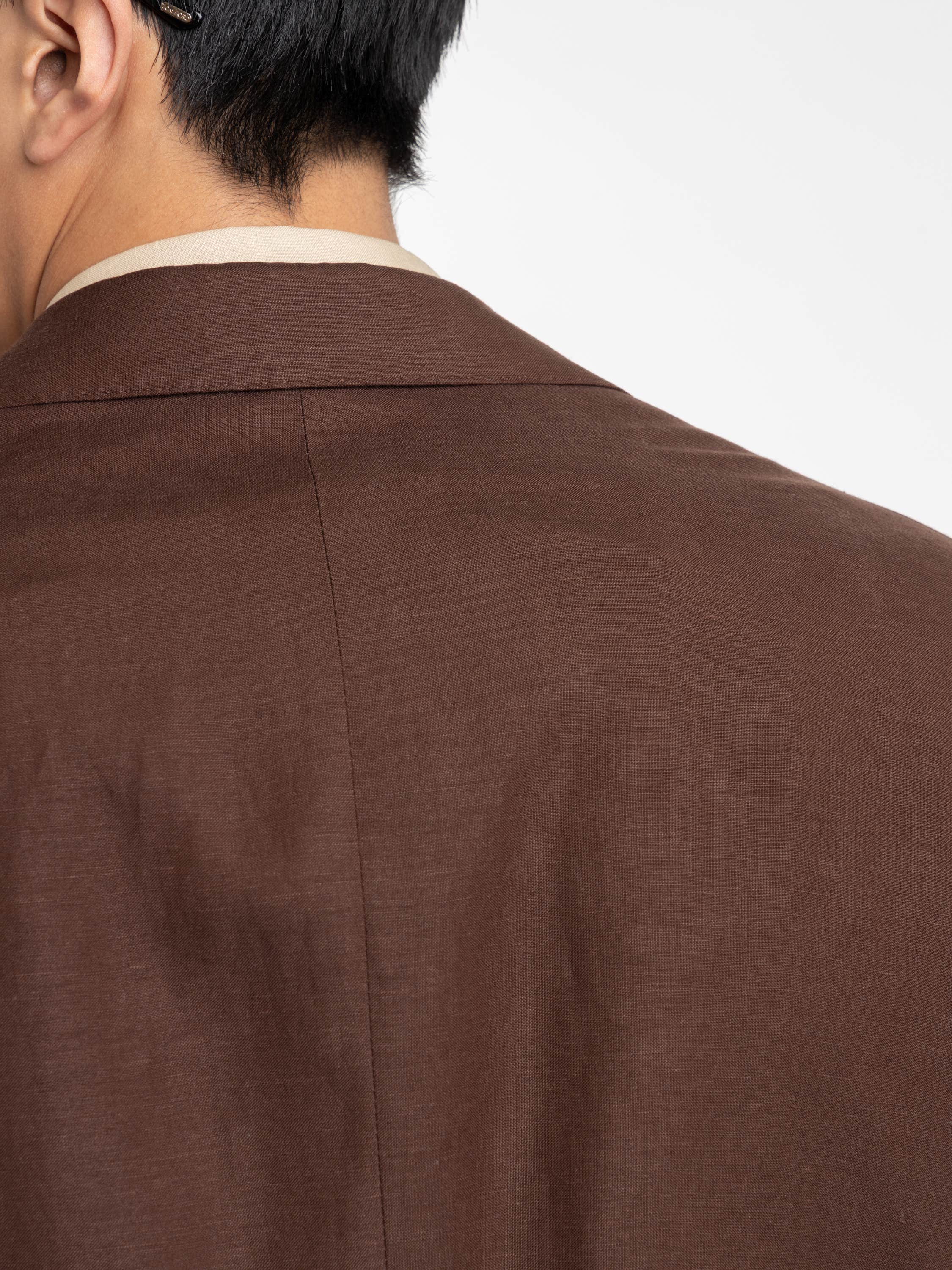 Dark Brown Hadley Hand-Tailored Silk-Linen Jacket