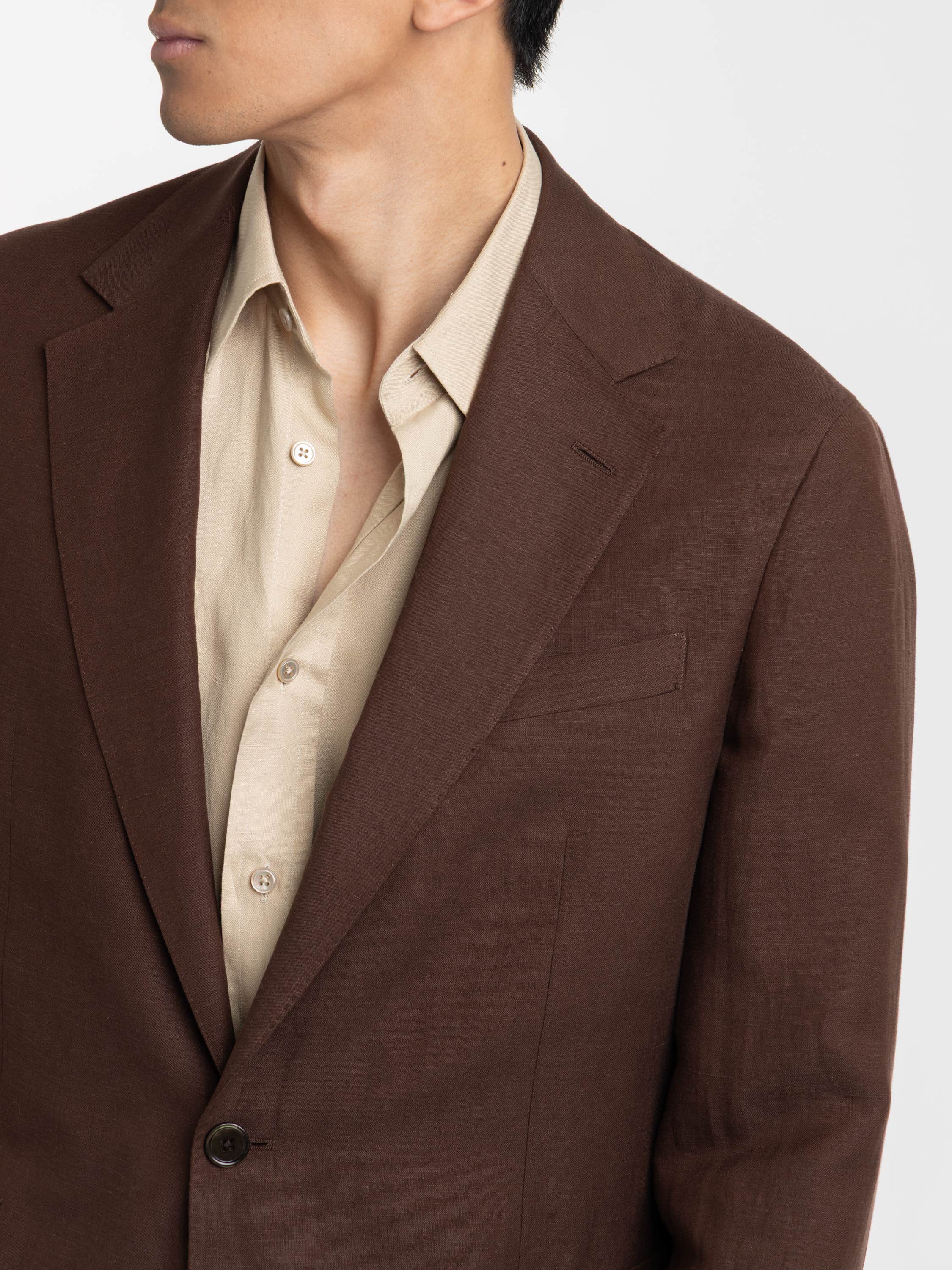 Dark Brown Hadley Hand-Tailored Silk-Linen Jacket