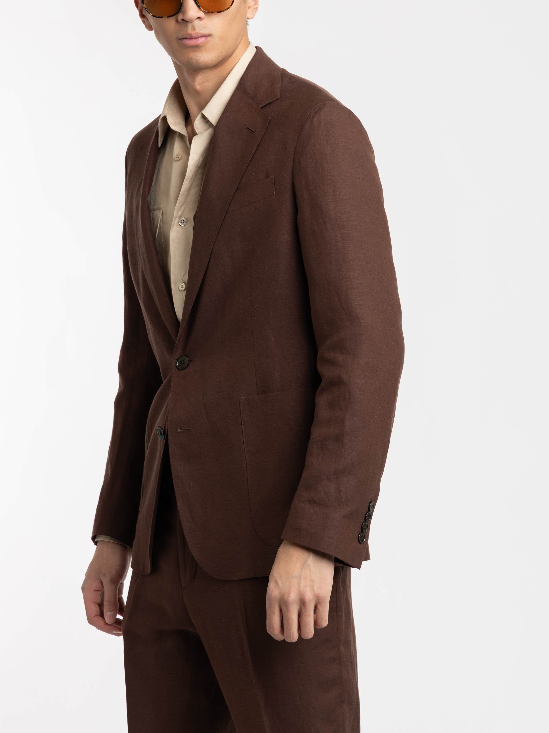 Dark Brown Hadley Hand-Tailored Silk-Linen Jacket