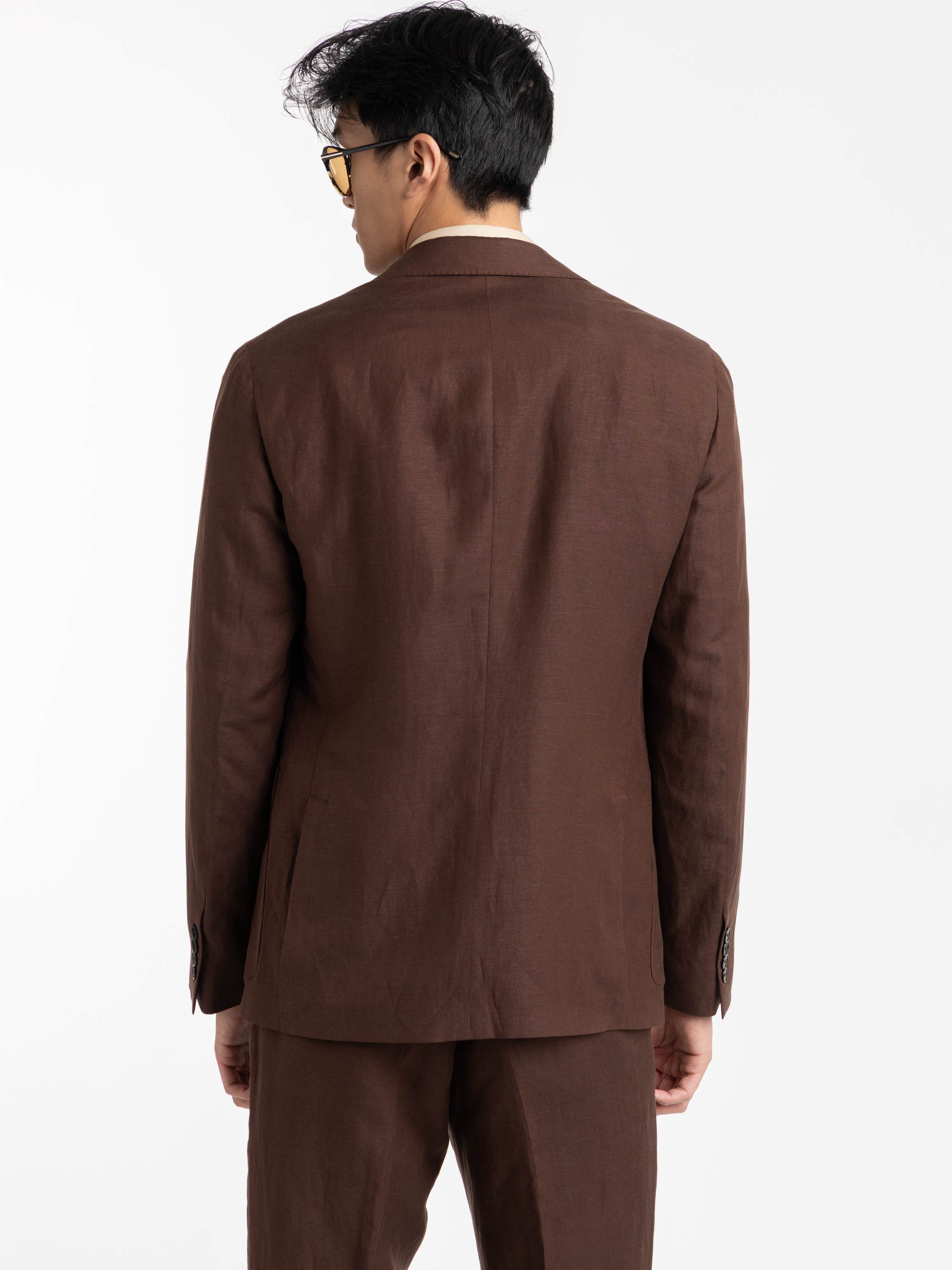 Dark Brown Hadley Hand-Tailored Silk-Linen Jacket