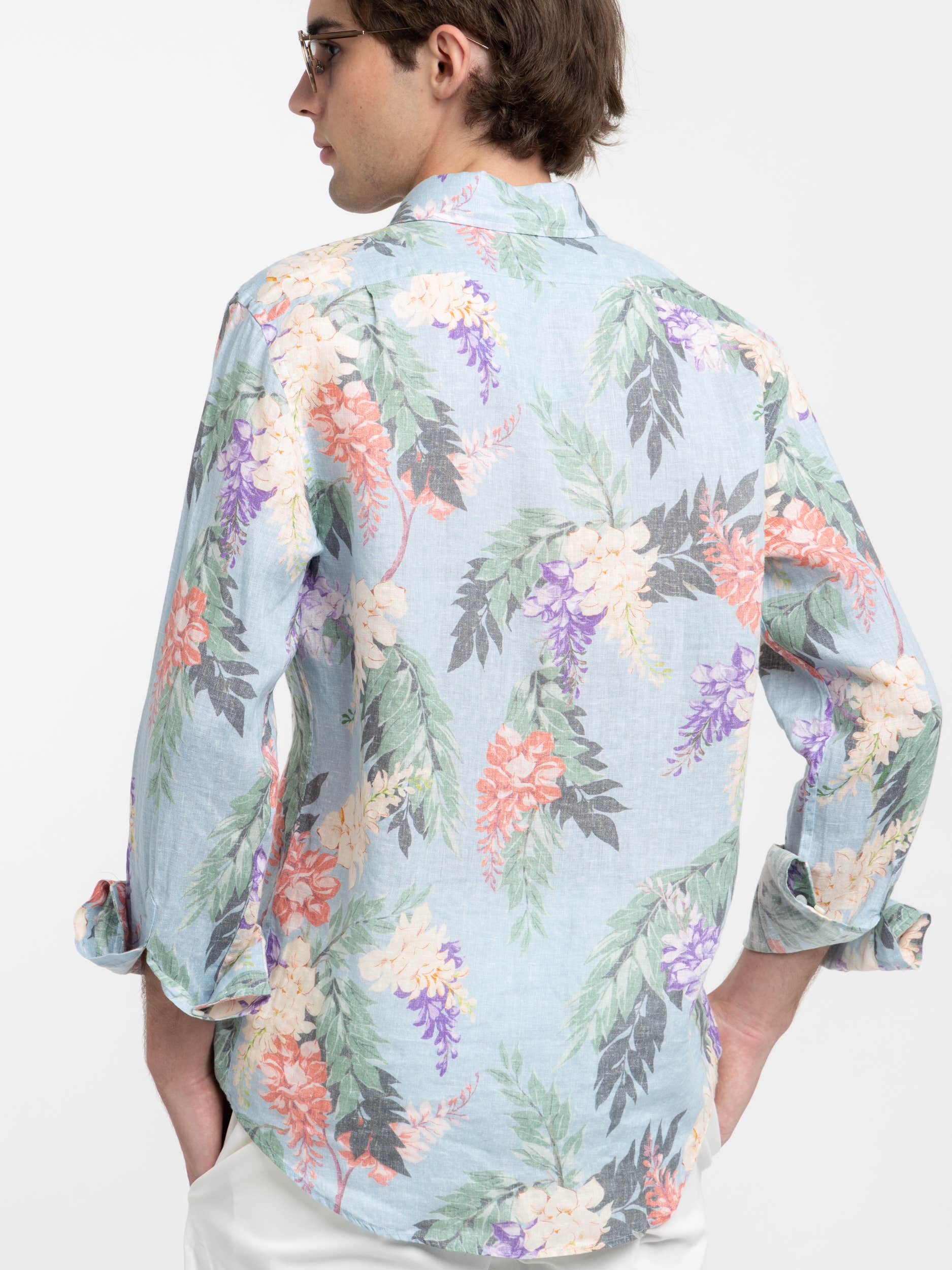 Floral-Print Linen Shirt