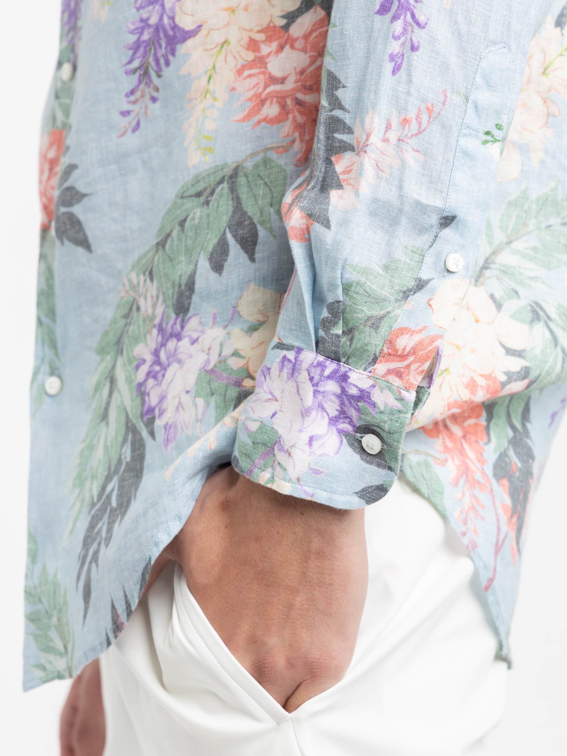 Floral-Print Linen Shirt