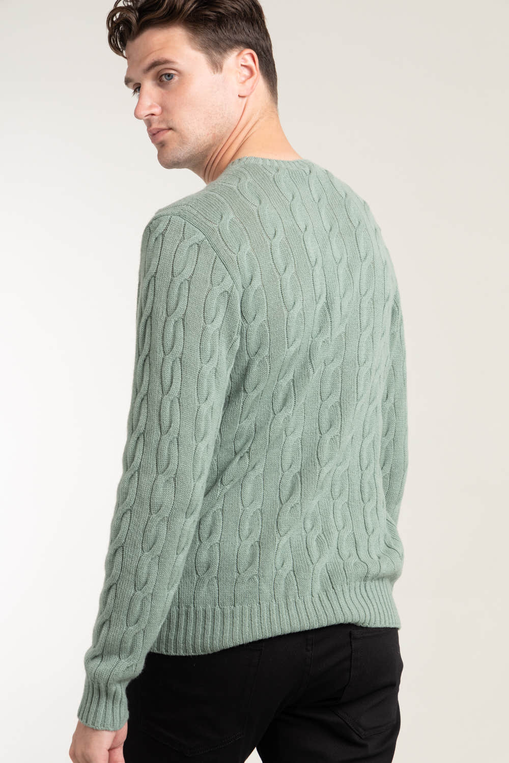 Green Cable Knit Cashmere Sweater