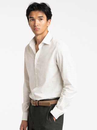 Ralph Lauren Purple Label Grey Check White Cotton Sport Shirt