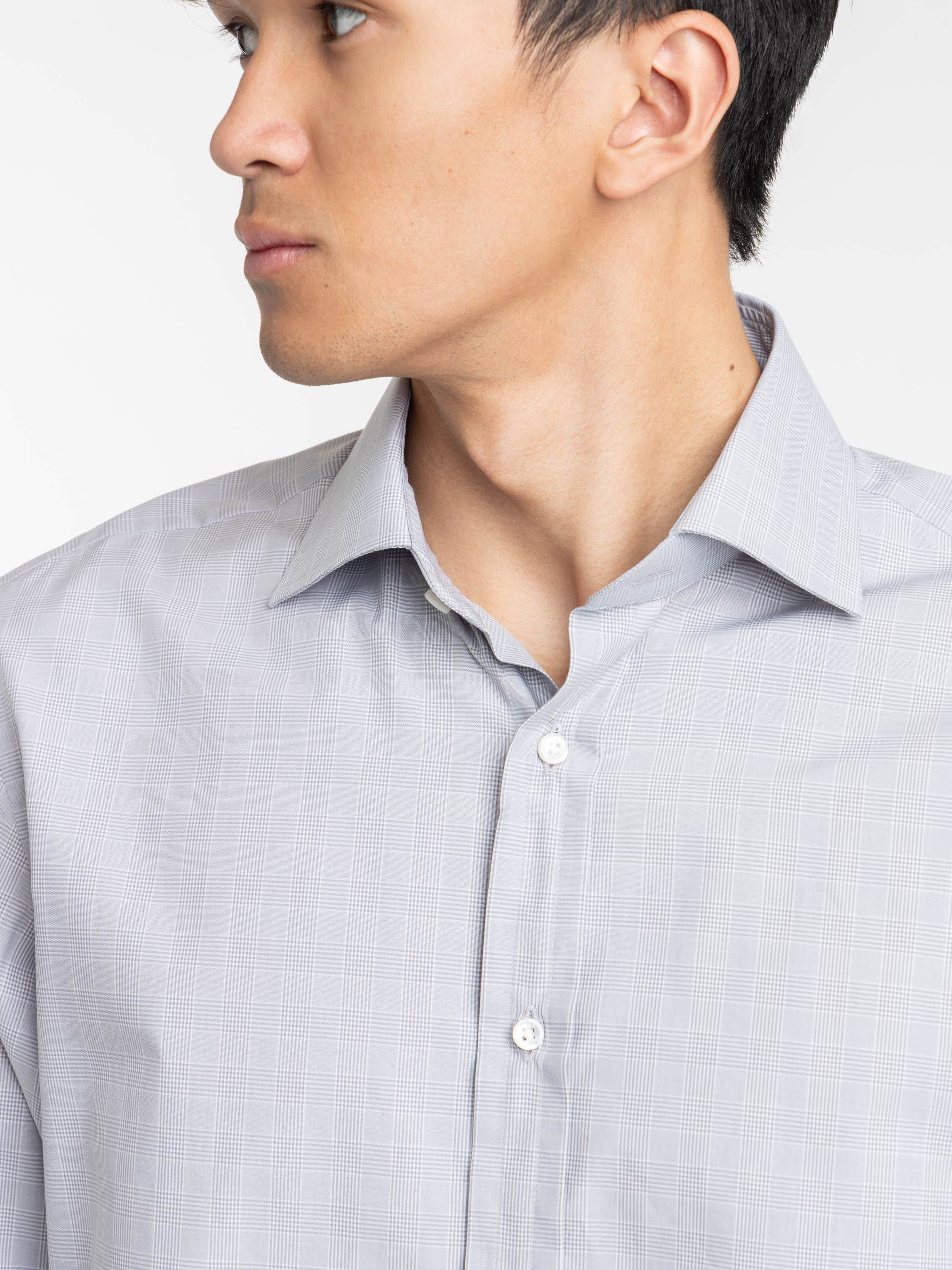 Grey Mini-Glen Check Twill Shirt