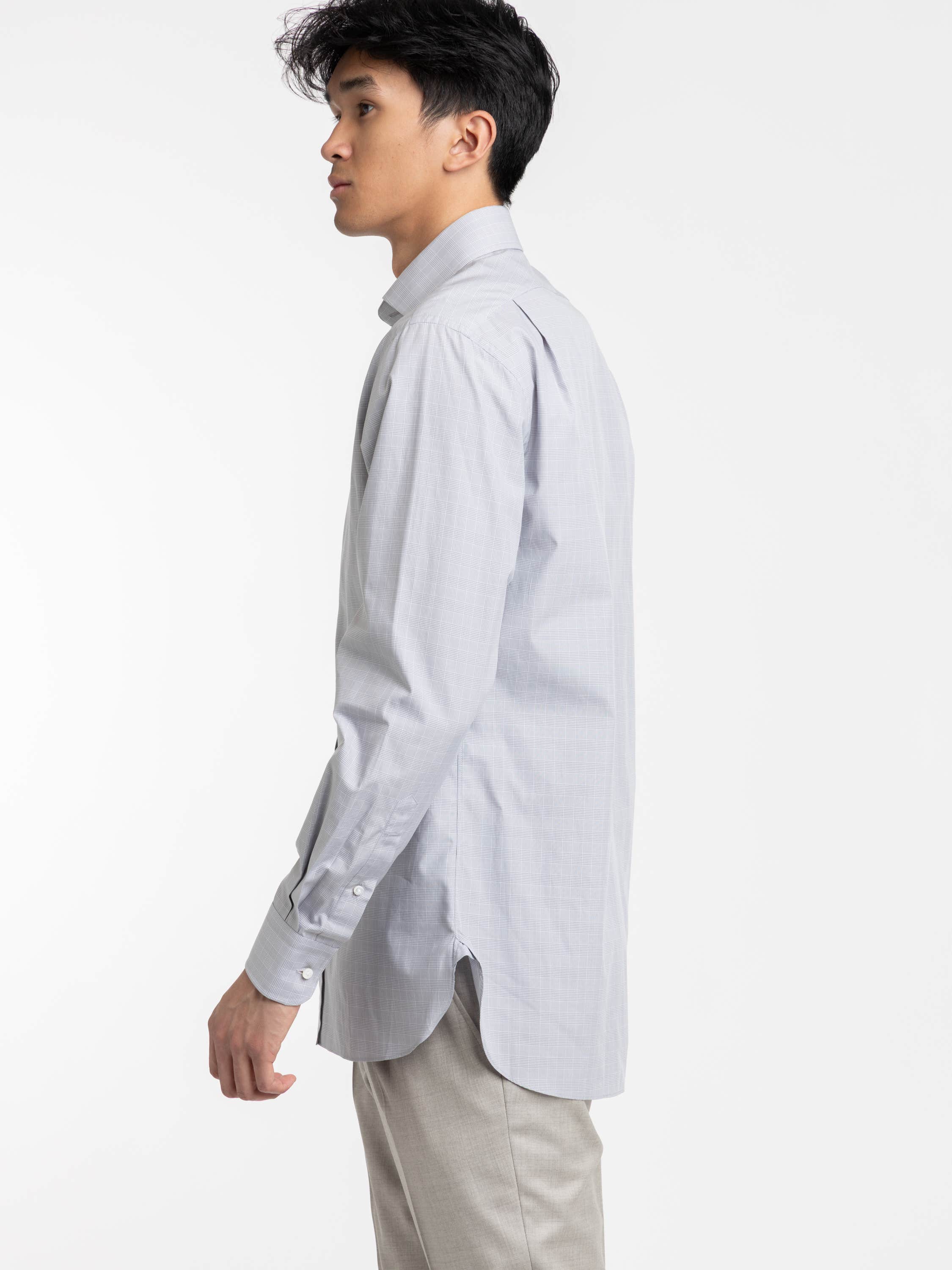 Grey Mini-Glen Check Twill Shirt