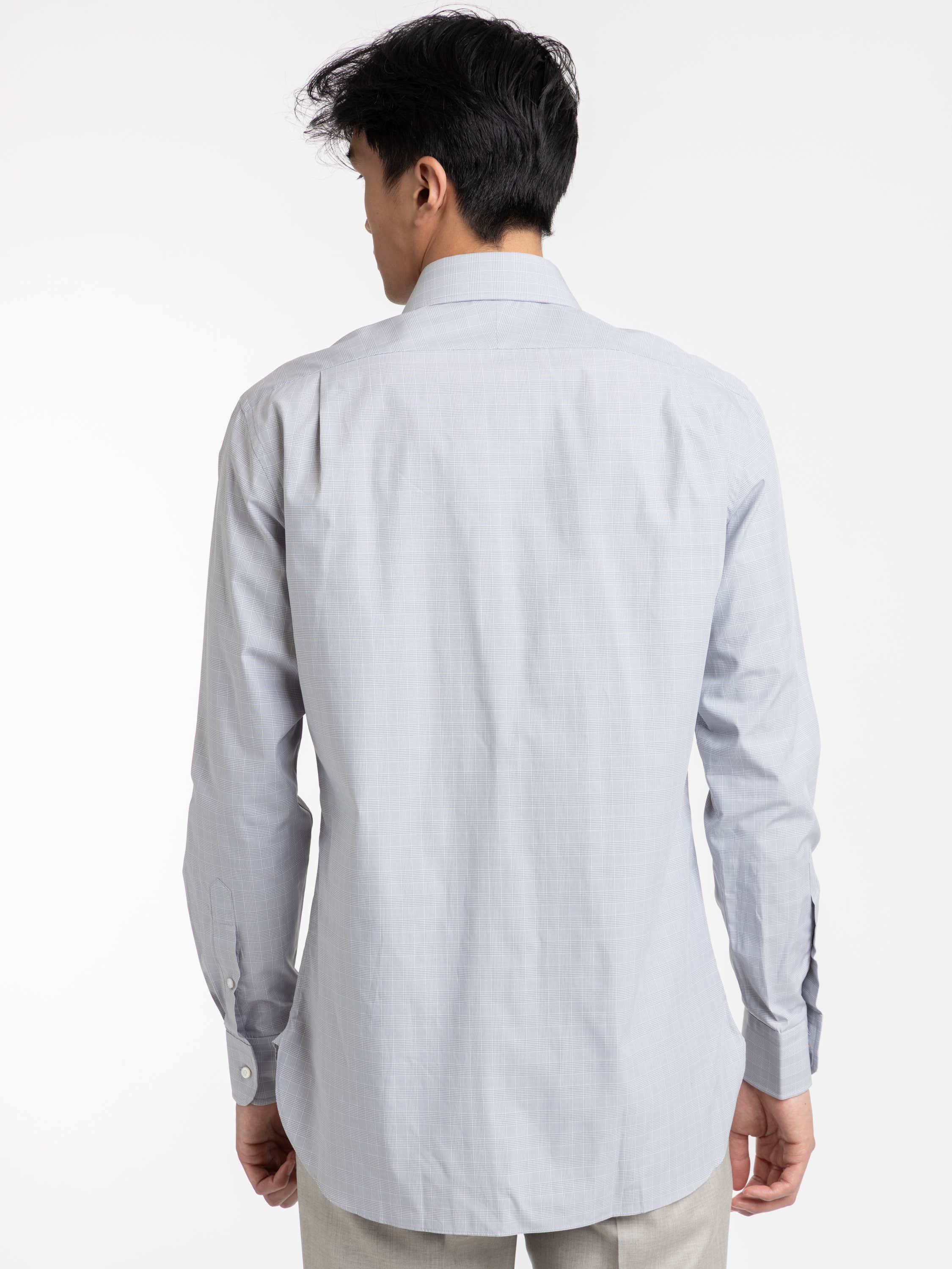 Grey Mini-Glen Check Twill Shirt