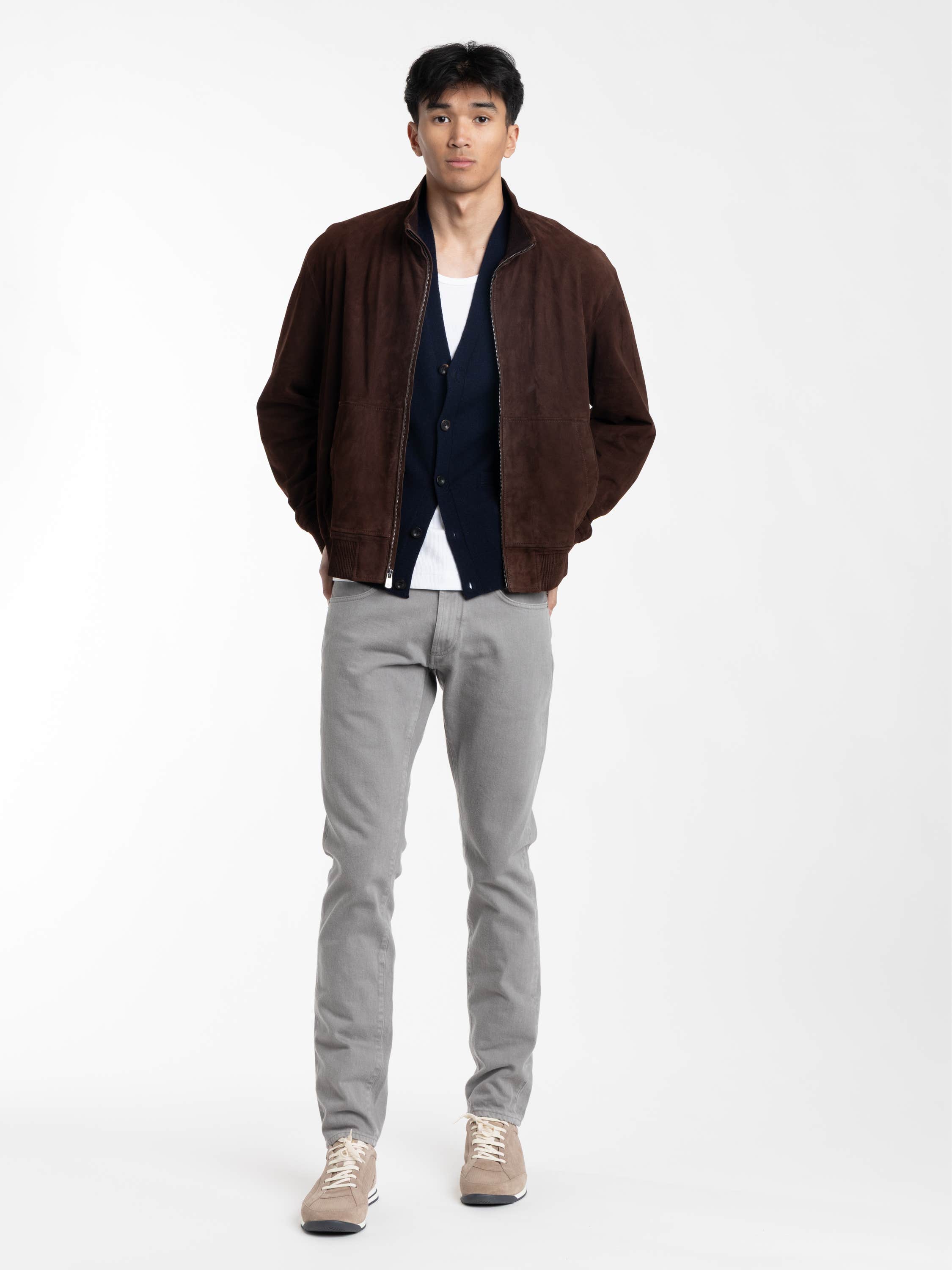 Grey Slim Fit Stretch Twill Pant