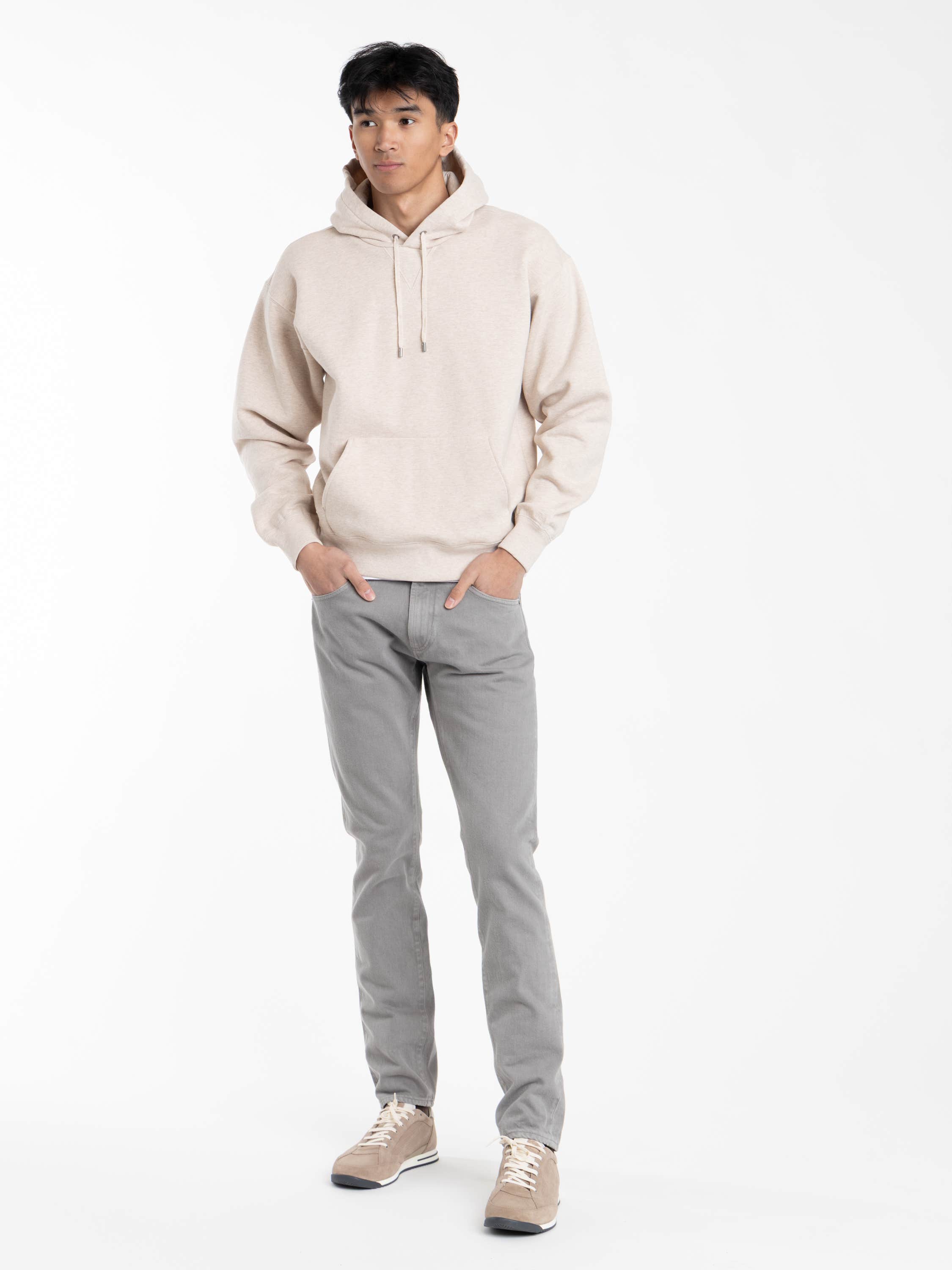 Champagne Melange Cotton-Cashmere Fleece Hoodie