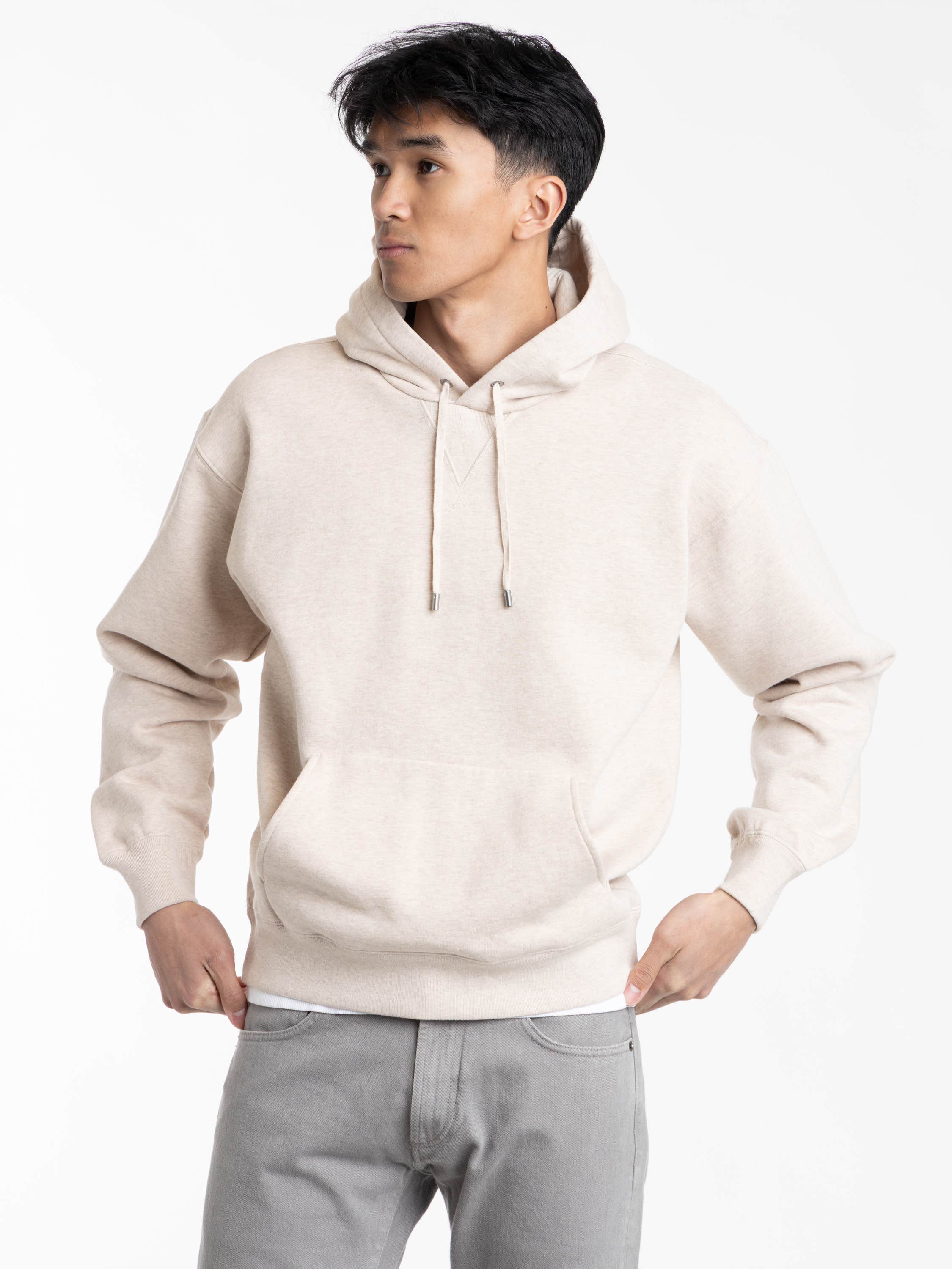 Champagne Melange Cotton-Cashmere Fleece Hoodie