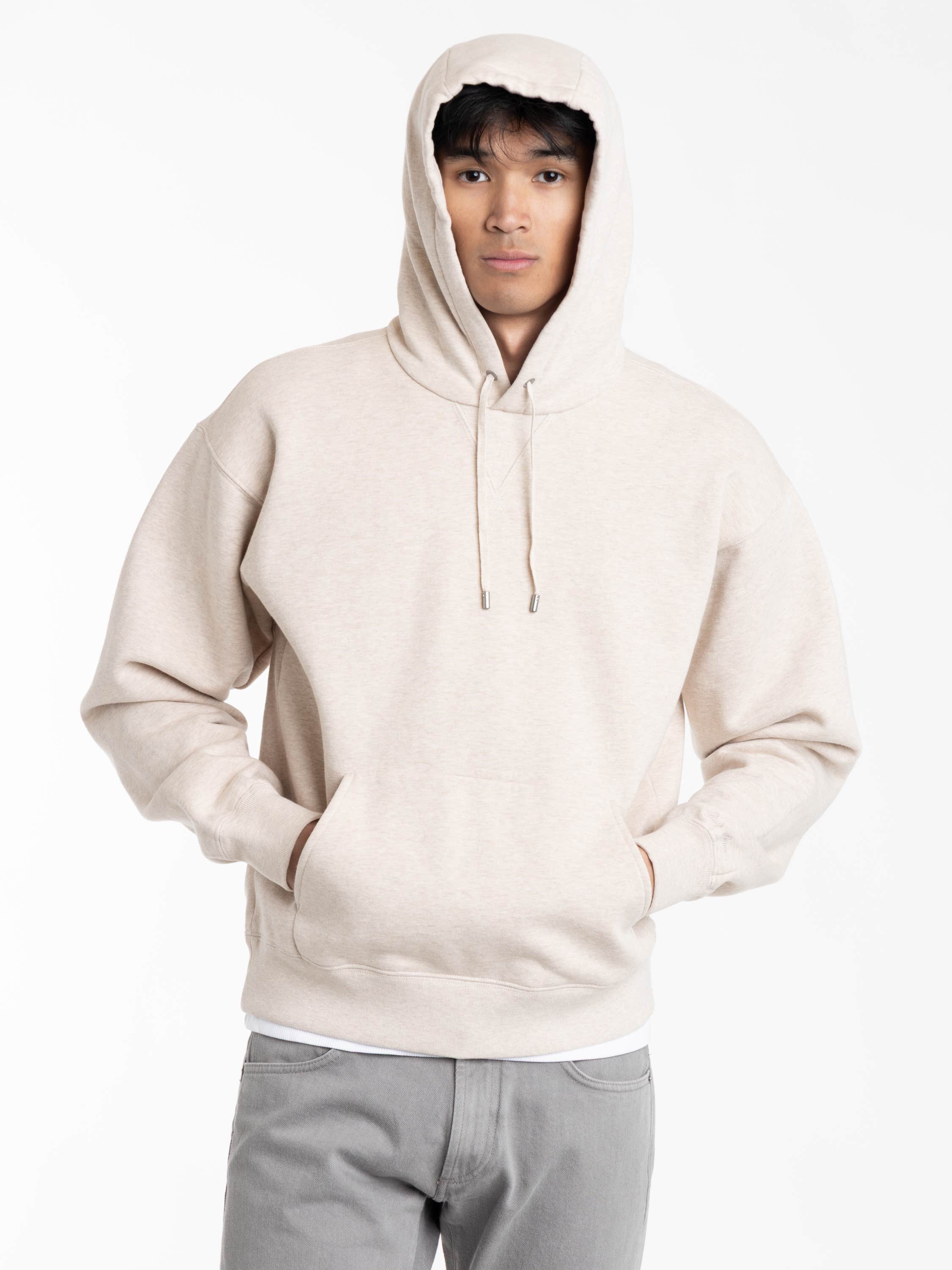 Champagne Melange Cotton-Cashmere Fleece Hoodie