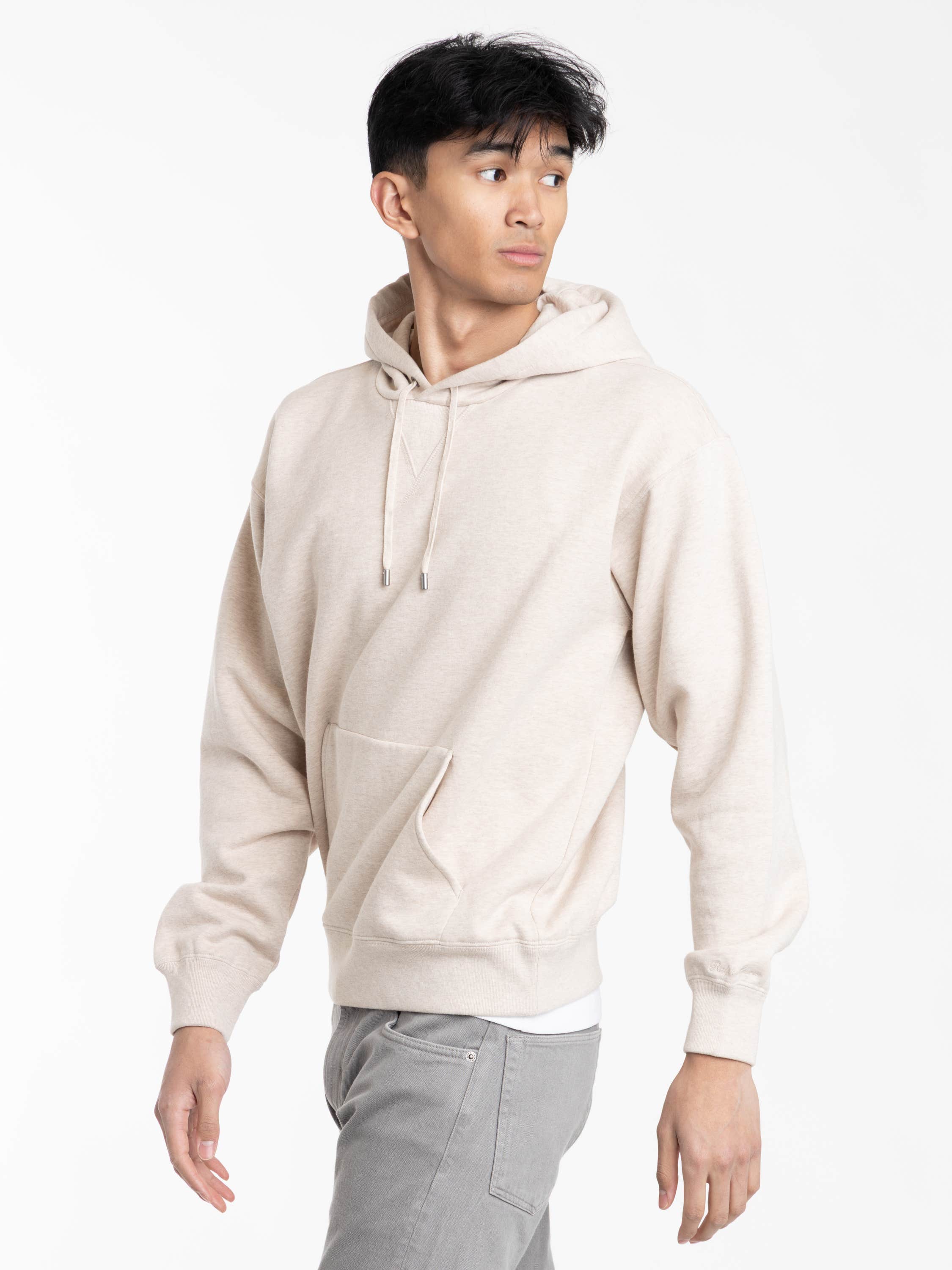 Champagne Melange Cotton-Cashmere Fleece Hoodie