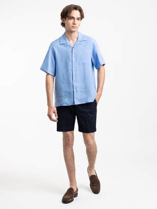 Ralph Lauren Purple Label Light Blue Linen Camp Collar Shirt