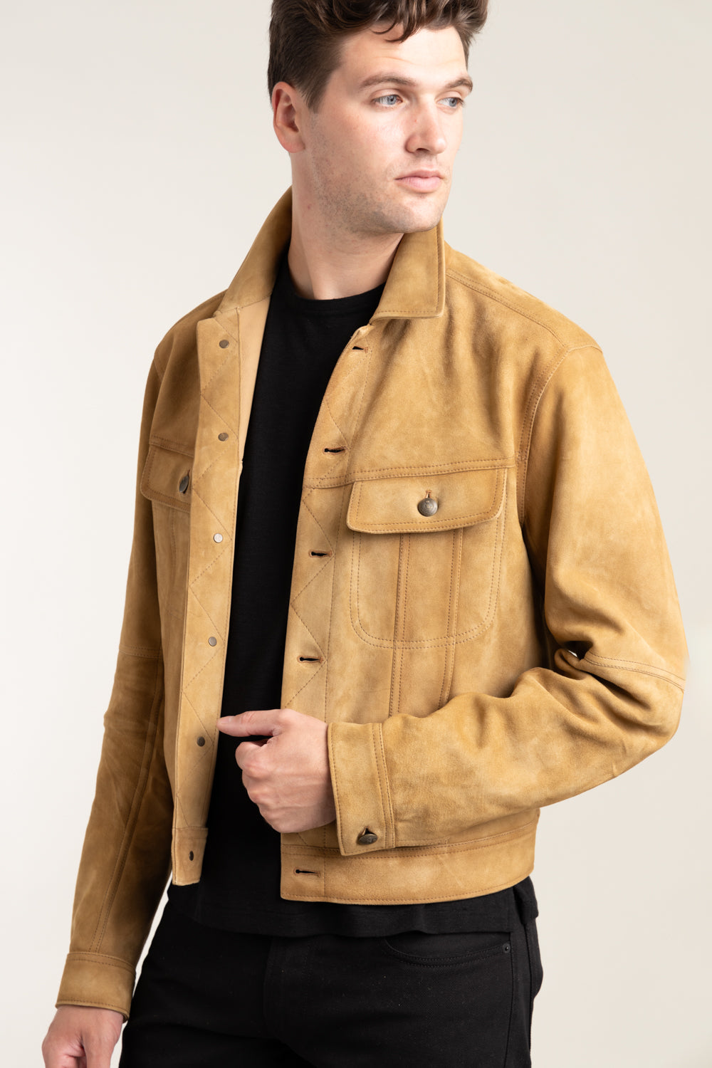 Ralph lauren suede trucker jacket online