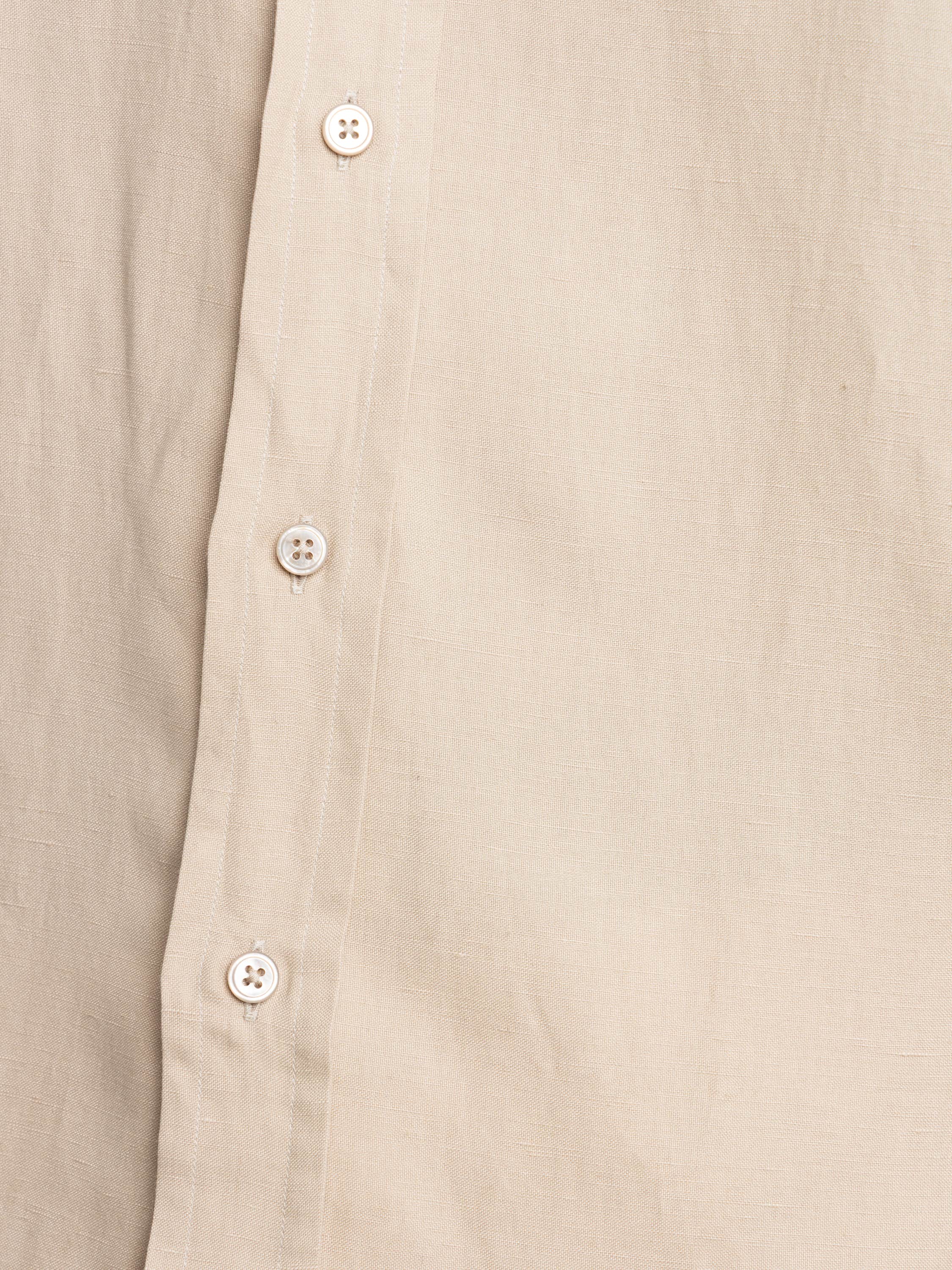 Light Brown Silk and Linen Windowpane Shirt