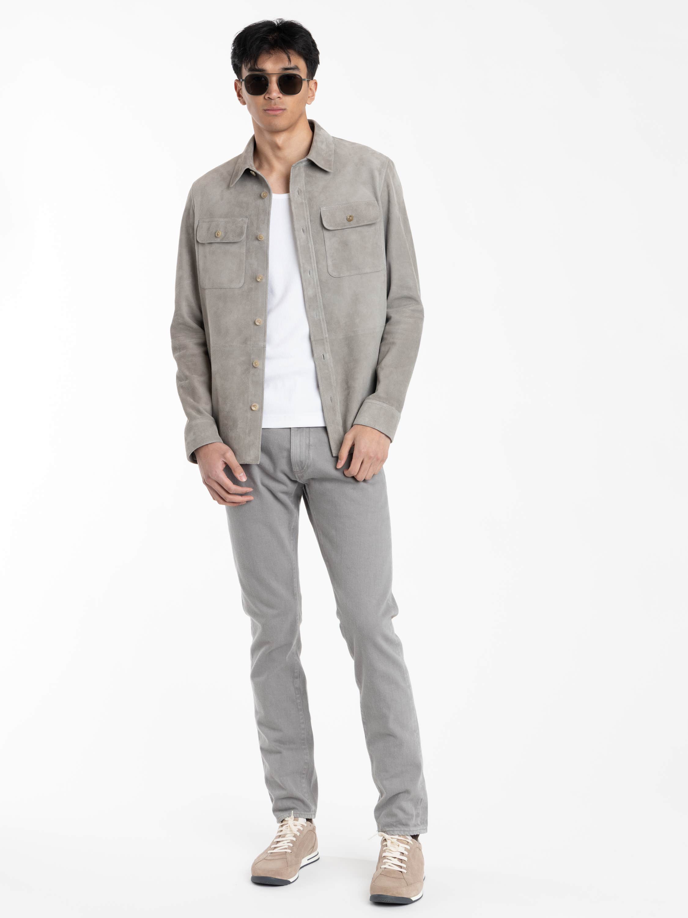 Light Grey Calloway Suede Shirt Jacket