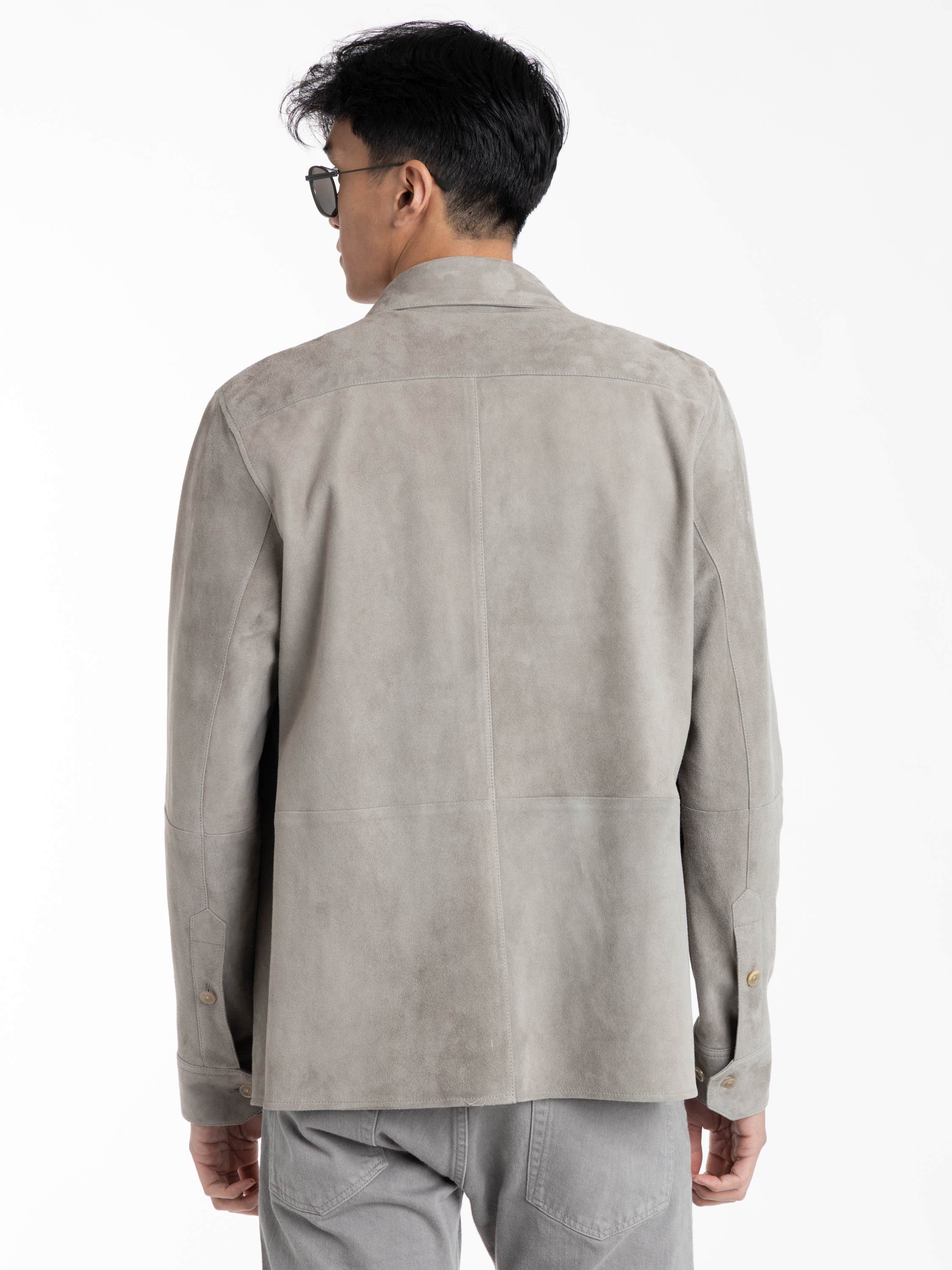 Light Grey Calloway Suede Shirt Jacket
