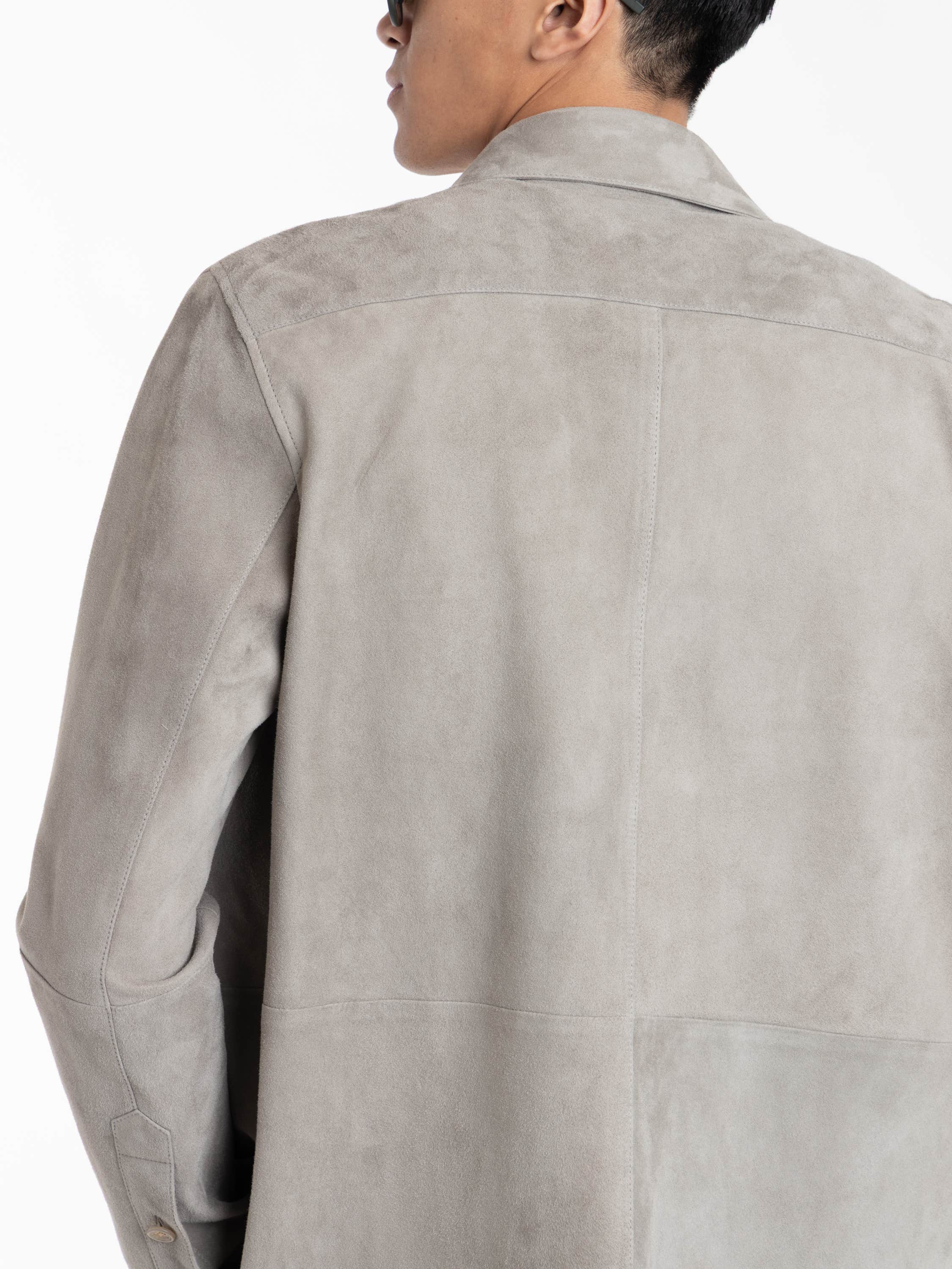 Light Grey Calloway Suede Shirt Jacket