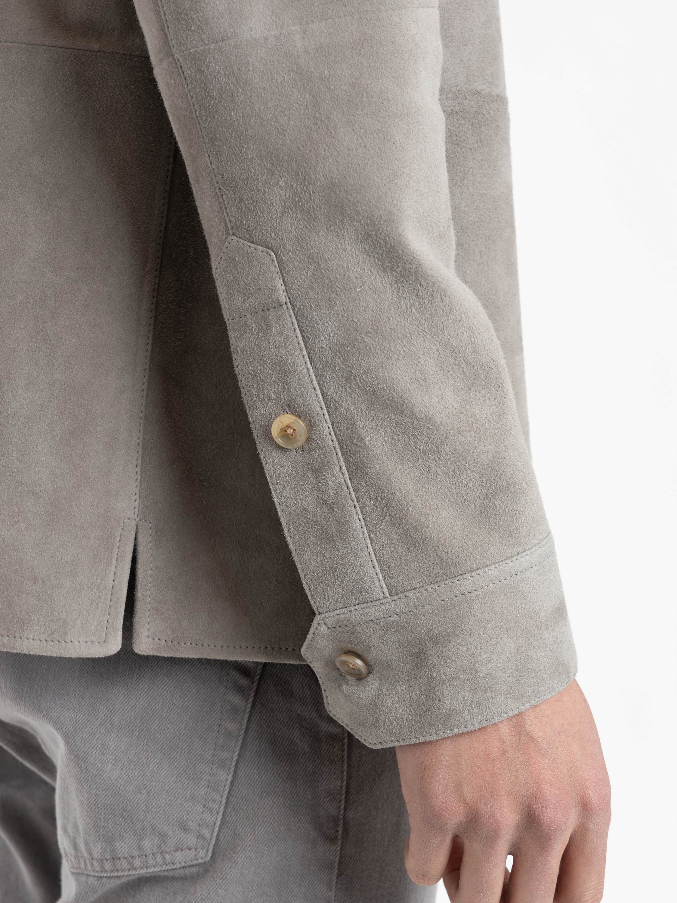 Light Grey Calloway Suede Shirt Jacket