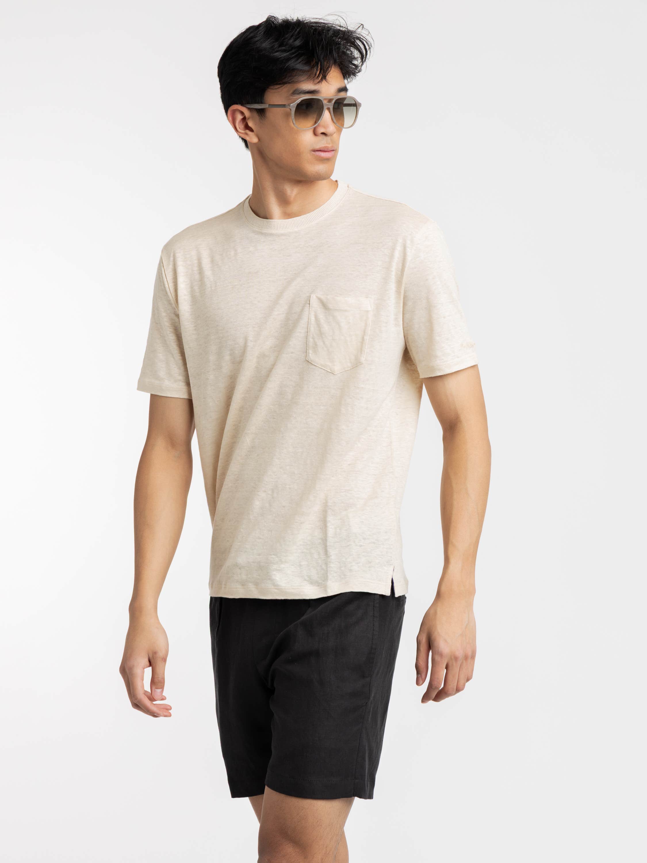 Limestone Linen Jersey Pocket T-Shirt