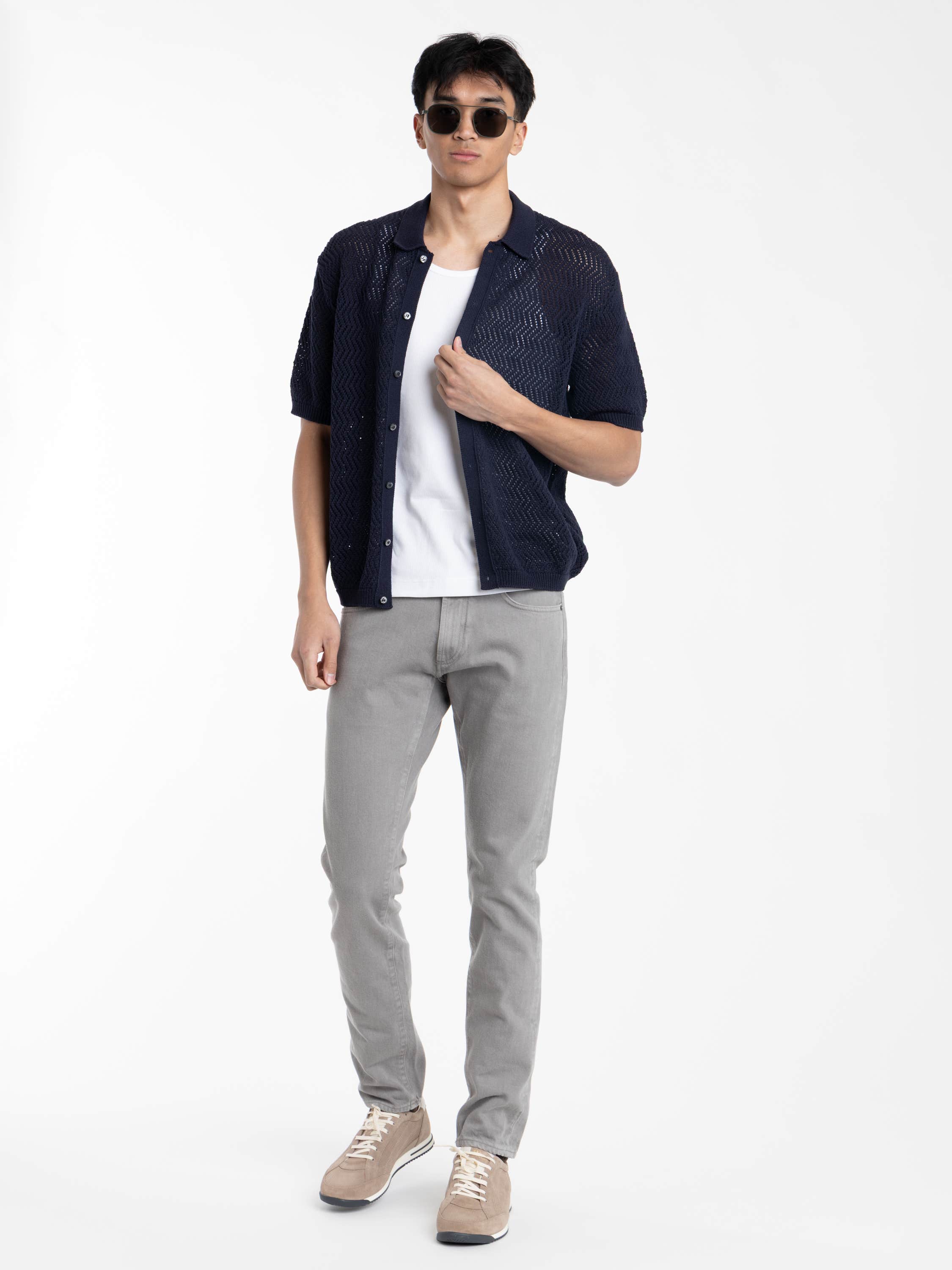 Navy Button-up Chevron Cardigan