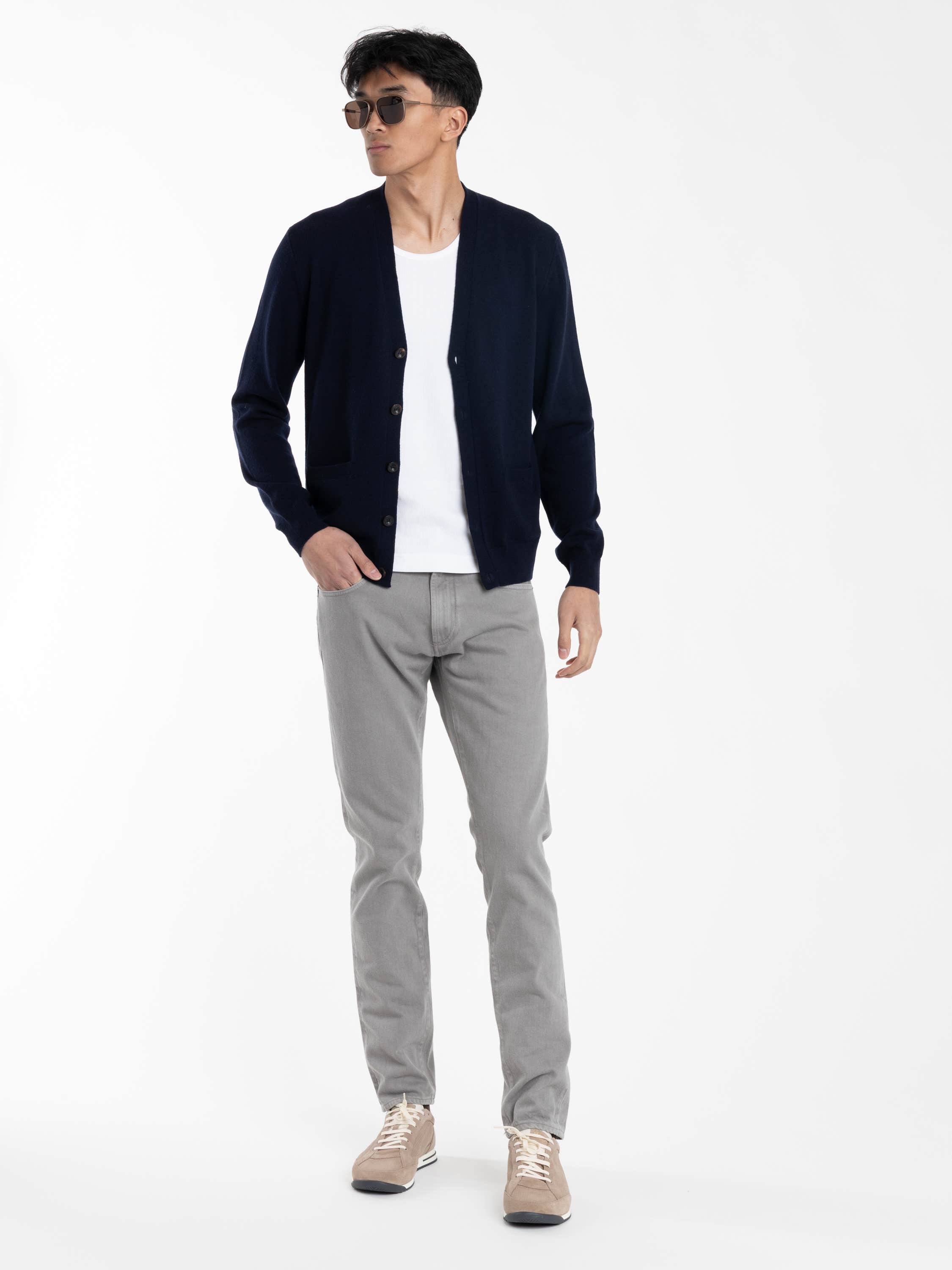 Classic Chairman Navy Cashmere V-Neck Cardigan