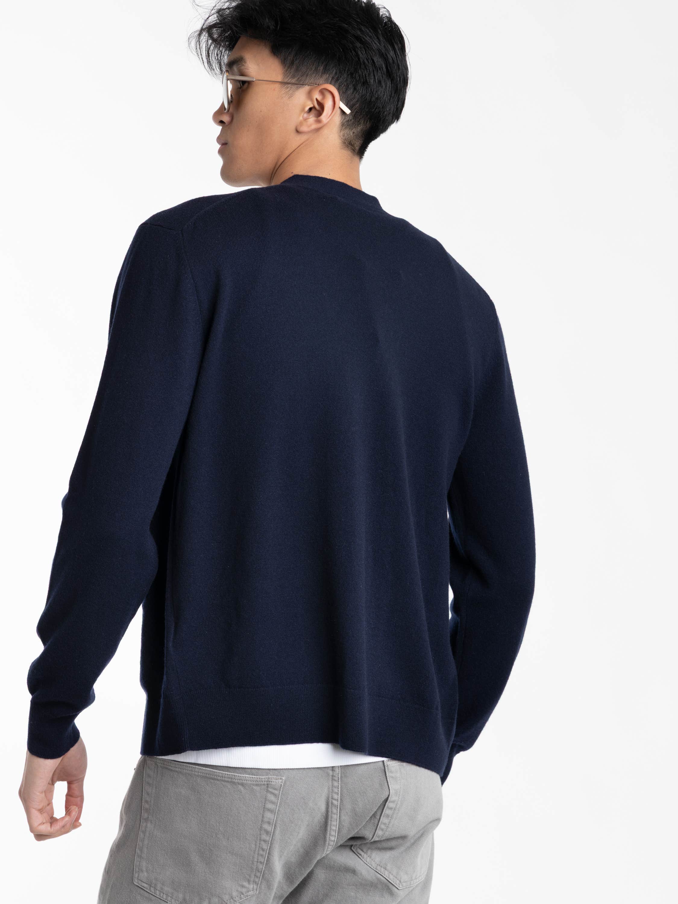 Classic Chairman Navy Cashmere V-Neck Cardigan