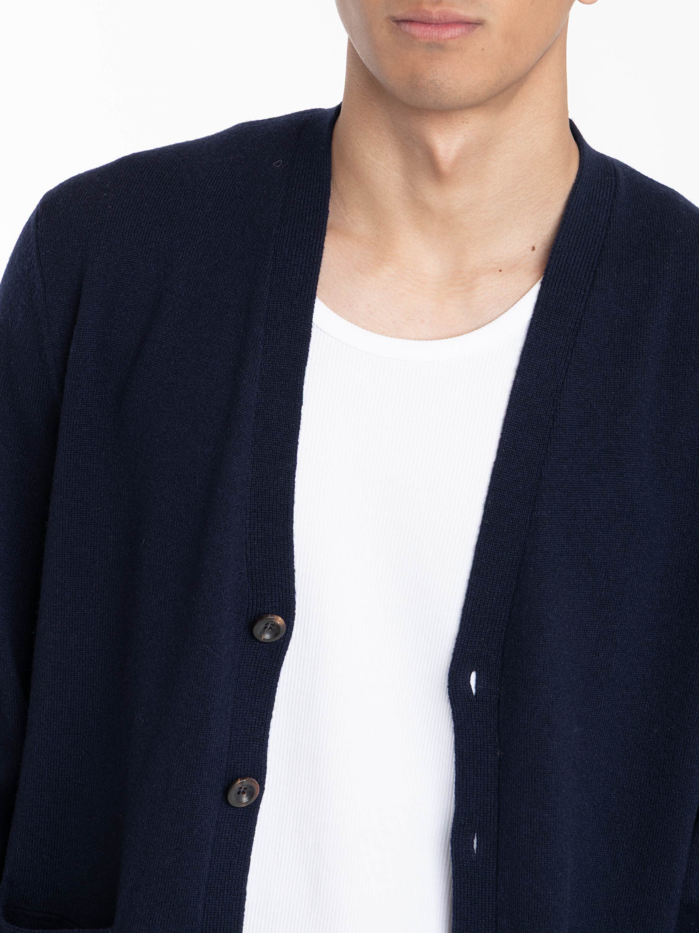 Classic Chairman Navy Cashmere V-Neck Cardigan