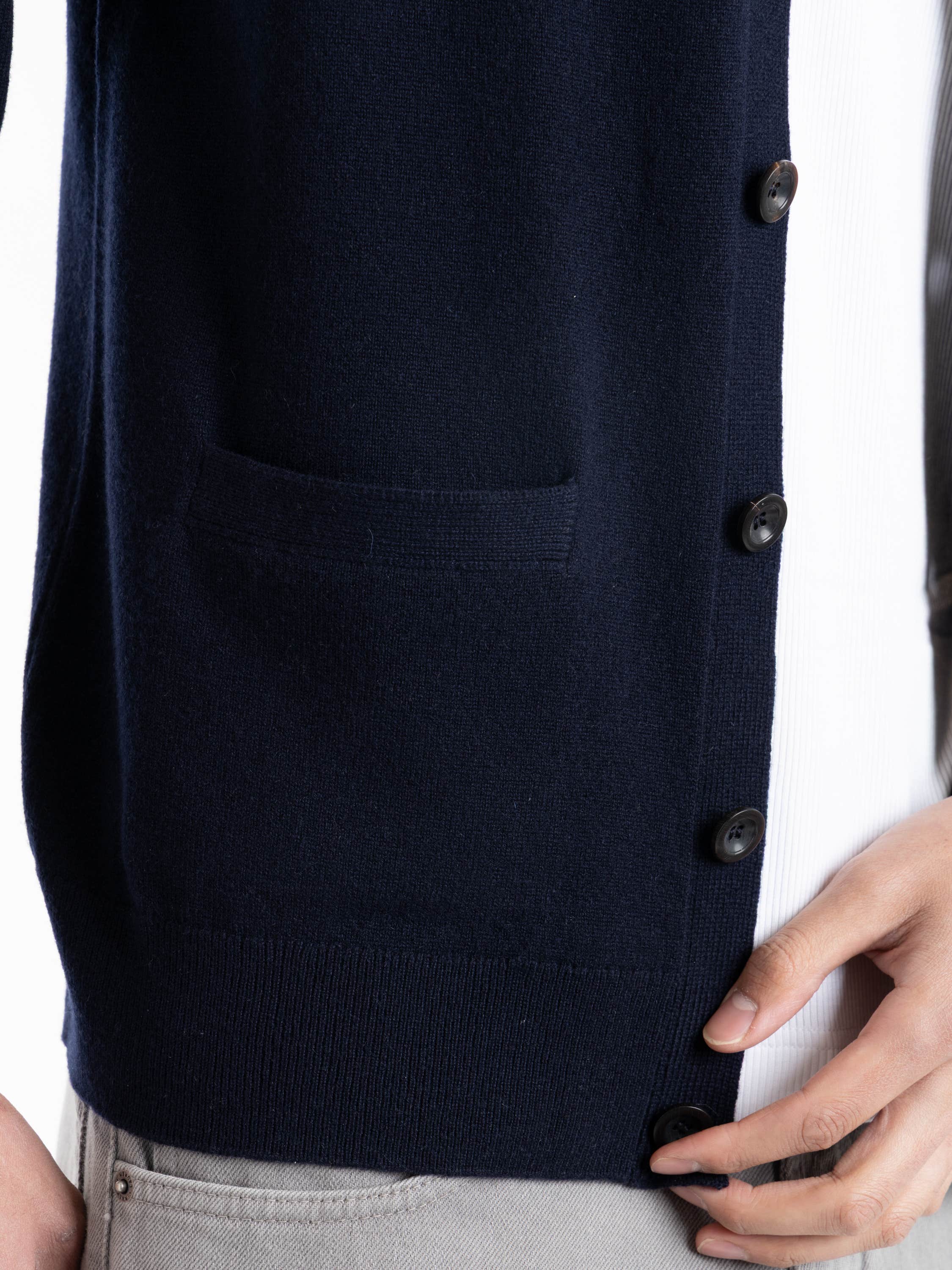 Classic Chairman Navy Cashmere V-Neck Cardigan