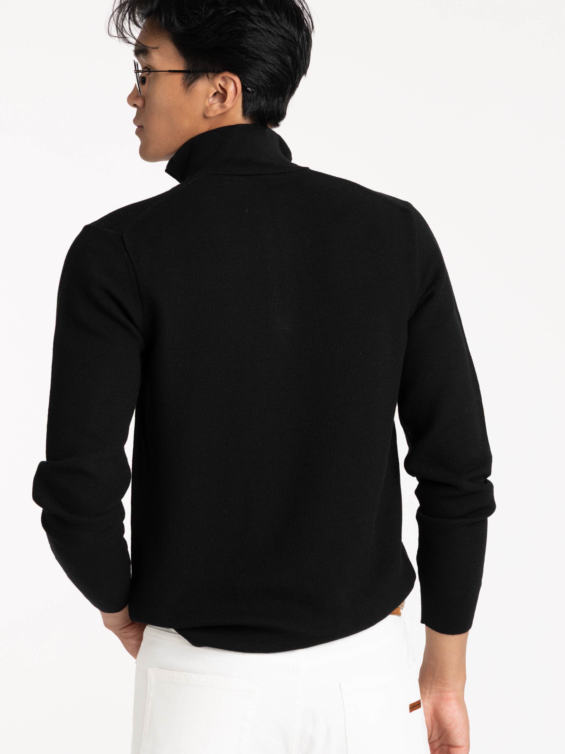 Piqué-Knit Wool Quarter-Zip Sweater