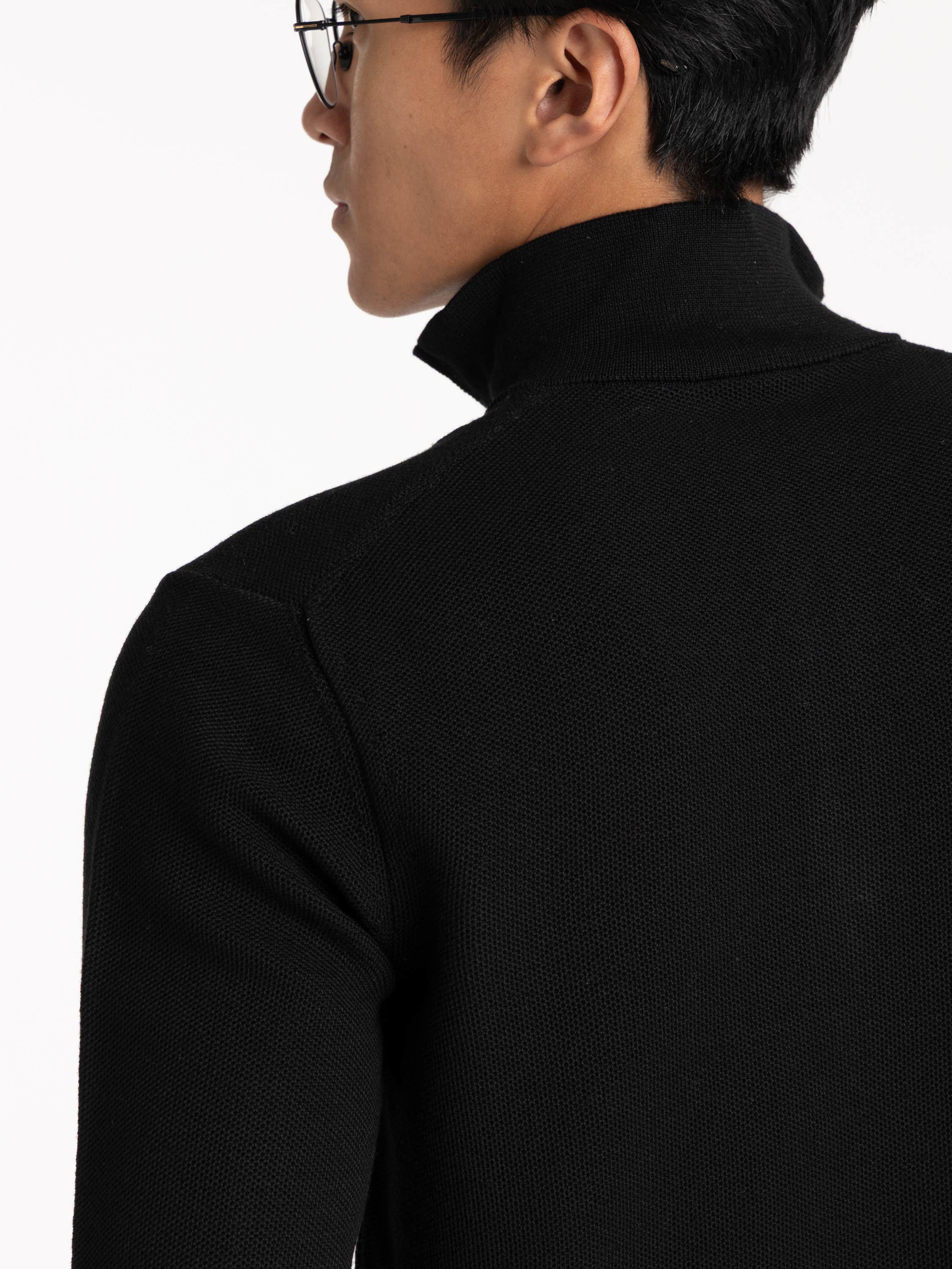Piqué-Knit Wool Quarter-Zip Sweater