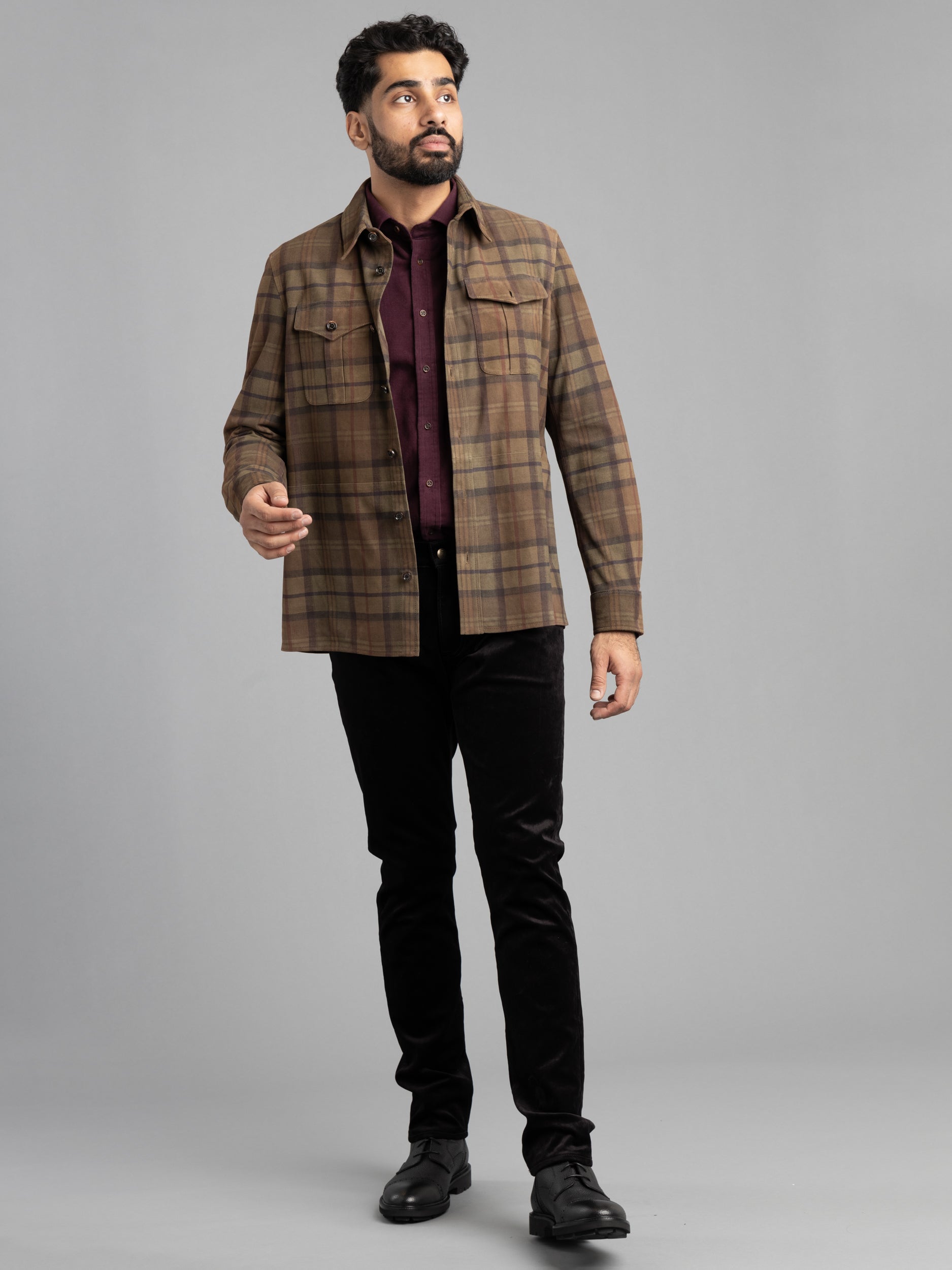 Plaid print jacket sale