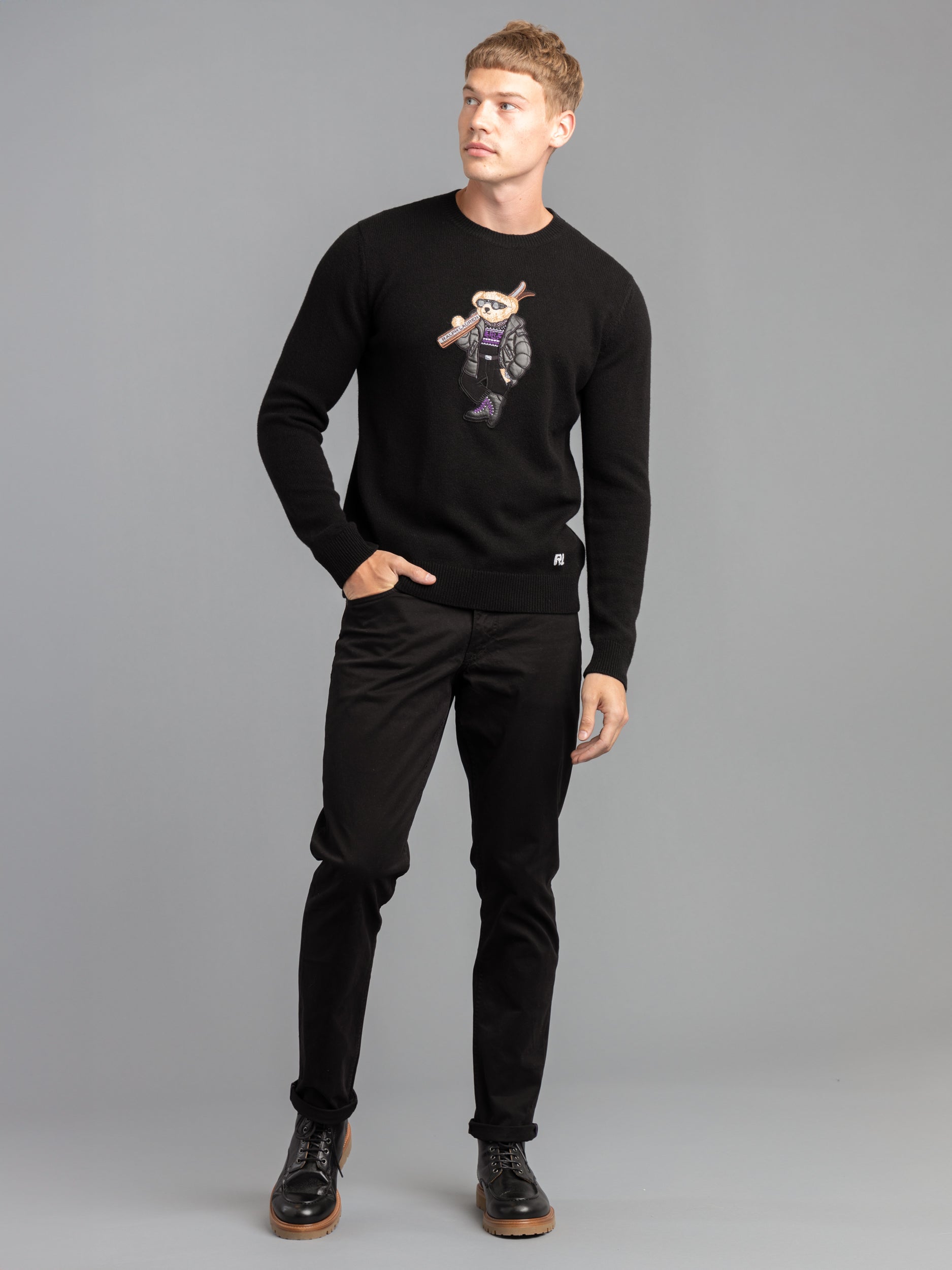 Polo Bear Black Cashmere Sweater – The Helm Clothing