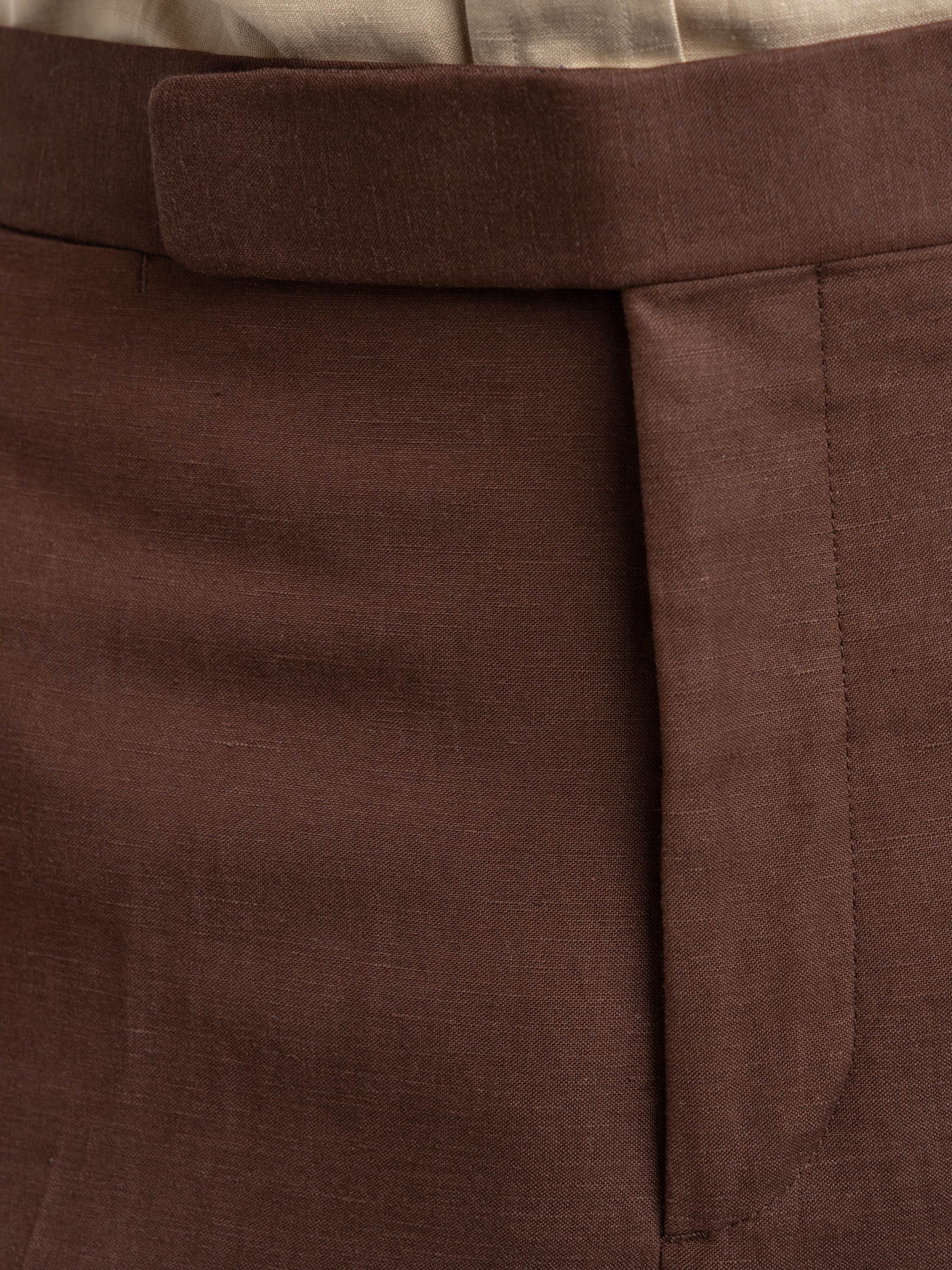 Sable Brown Gregory Hand-Tailored Silk-Linen Trouser
