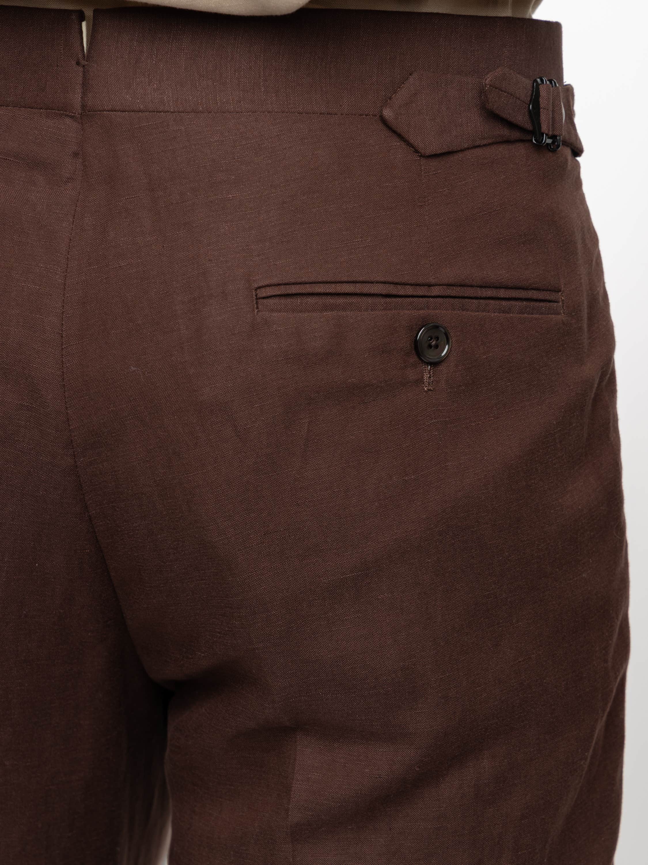 Sable Brown Gregory Hand-Tailored Silk-Linen Trouser