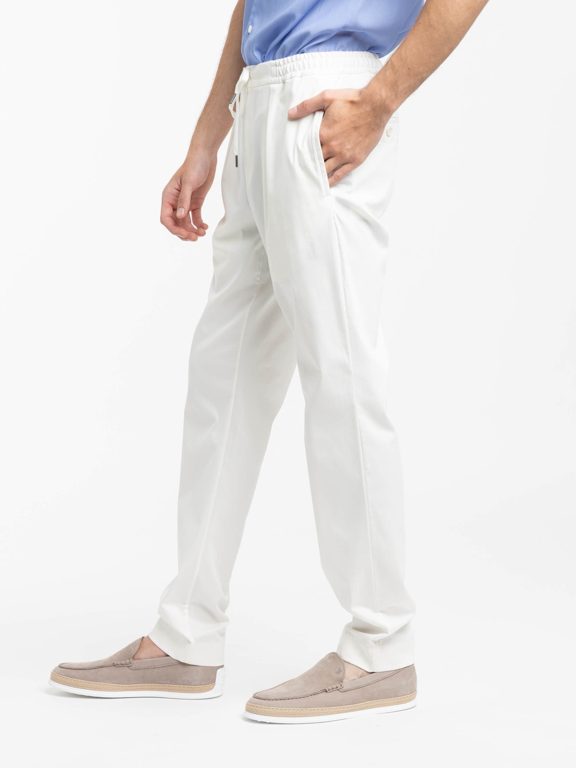 White Cotton Silk Pant