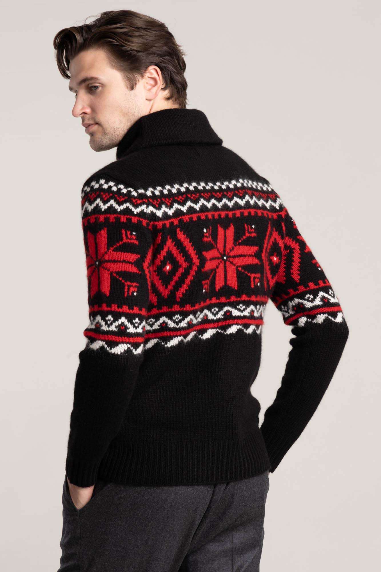 Hand-Knit Cashmere Shawl Sweater