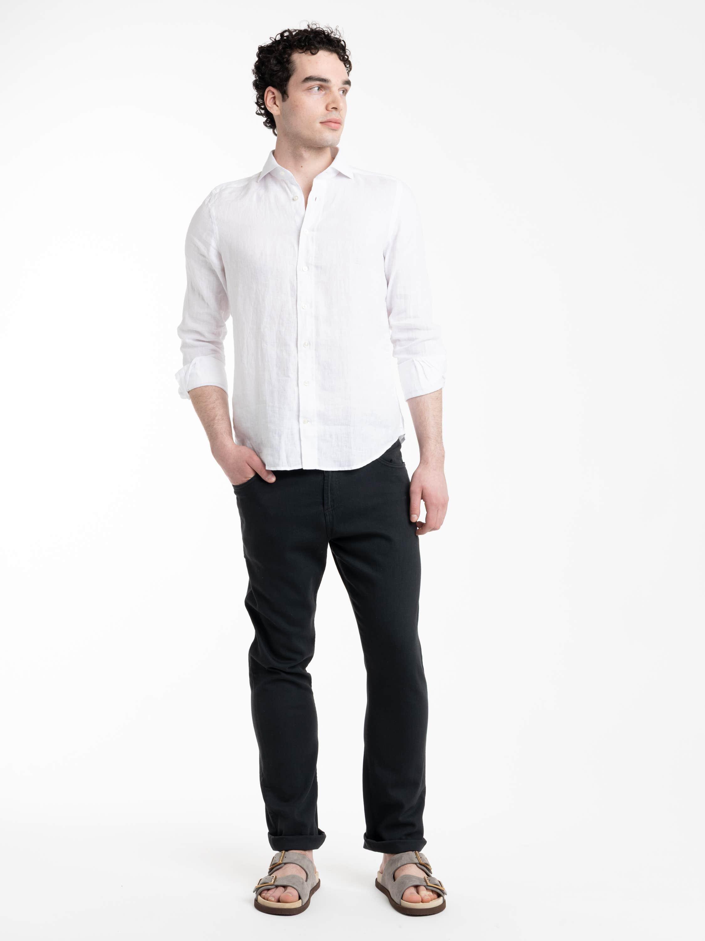 Black Milano 5 Pockets Linen Blend Jeans
