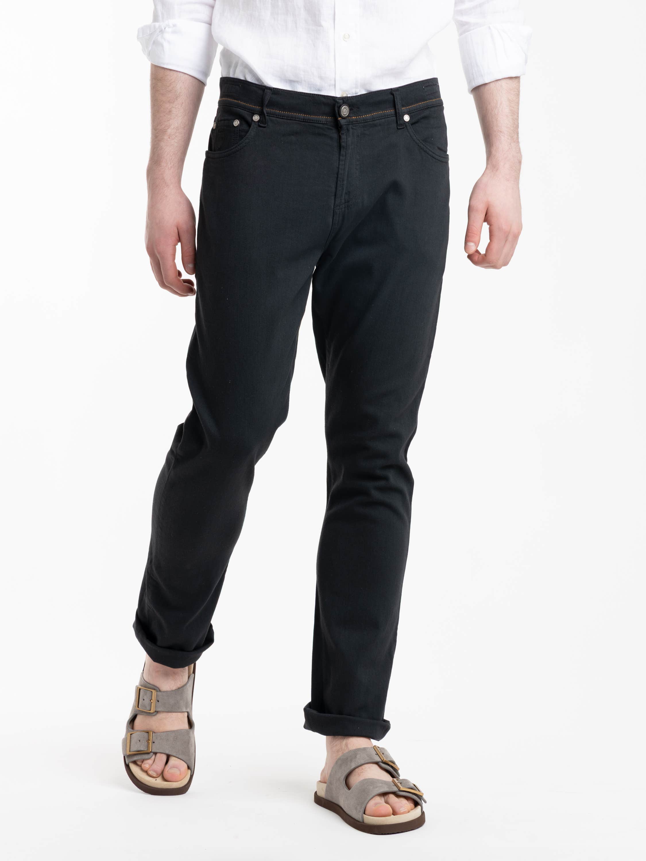 Black Milano 5 Pockets Linen Blend Jeans